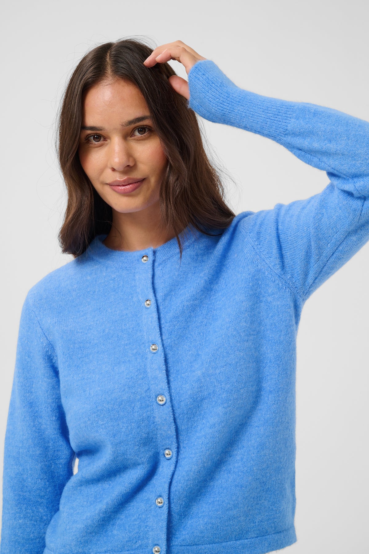 KAFFE Niel Strik Cardigan Provence Melange Blå