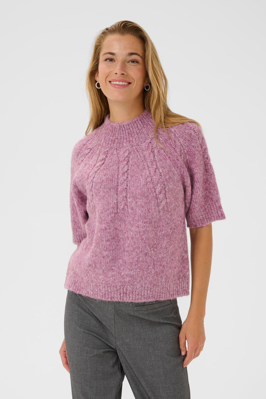 KAFFE Cuba Pullover Tulipwood Melange Lyserød