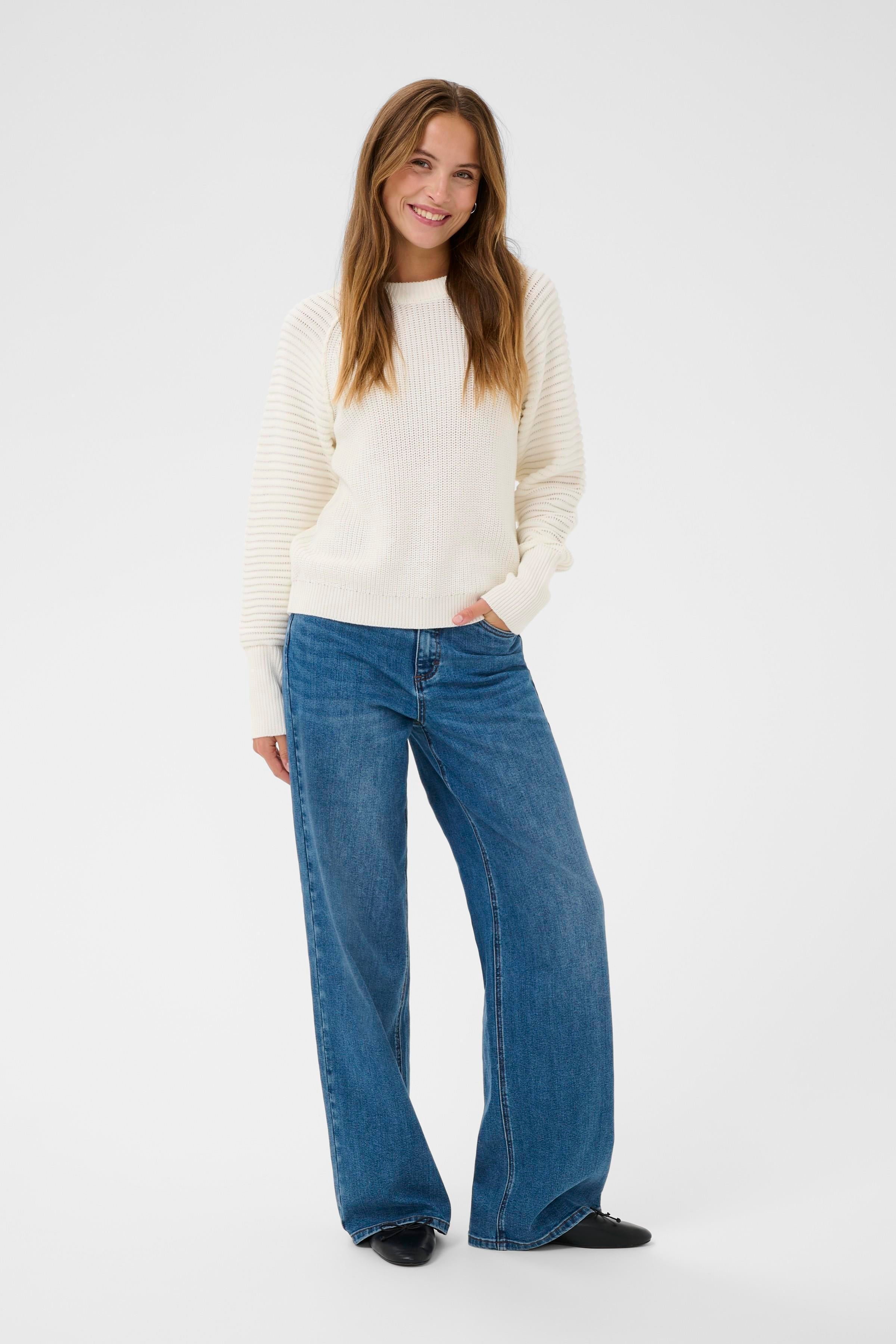 KAFFE Mone Strik Pullover Chalk Hvid