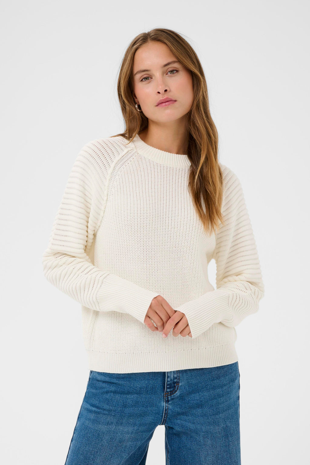 KAFFE Mone Strik Pullover Chalk Hvid
