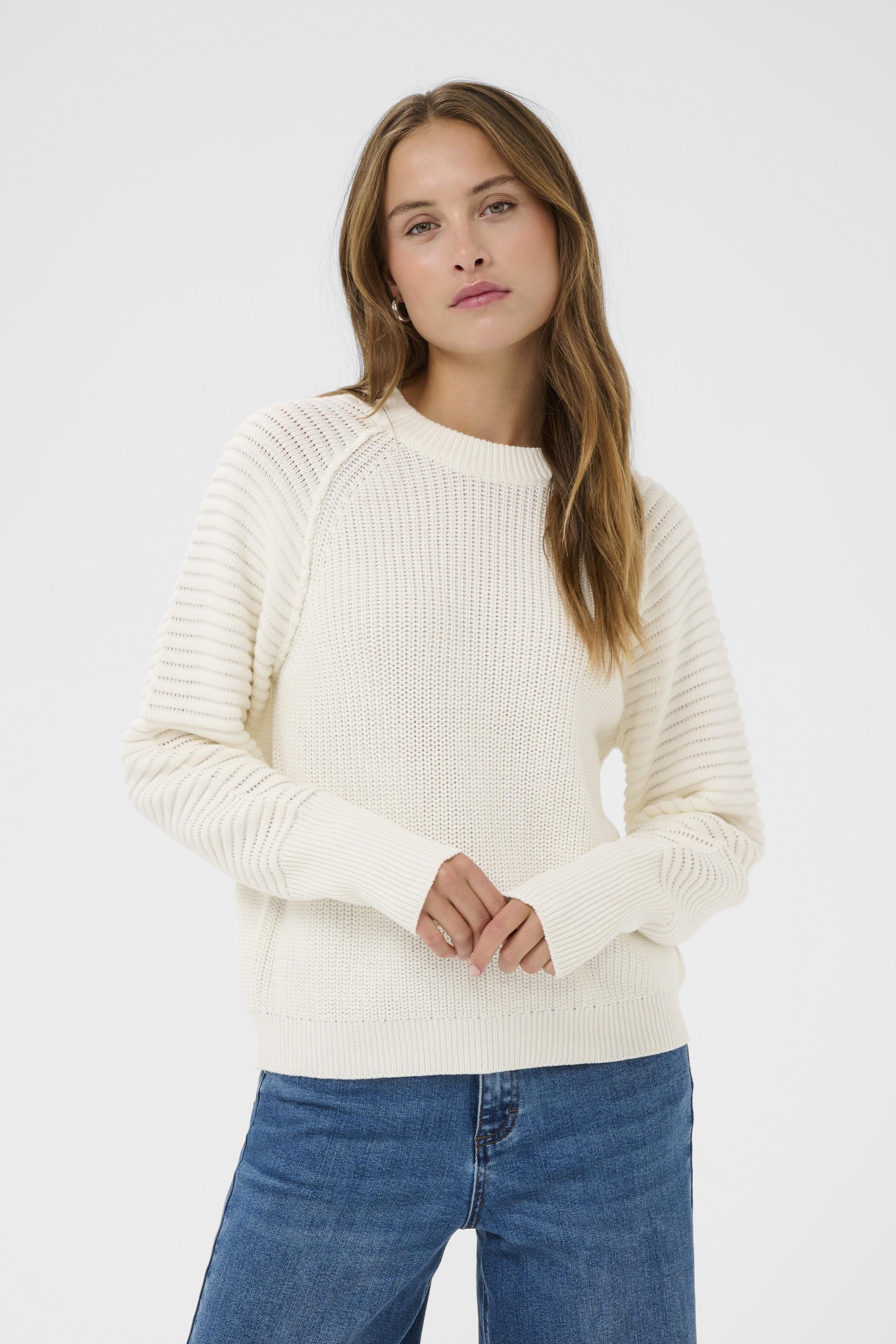 KAFFE Mone Strik Pullover Chalk Hvid