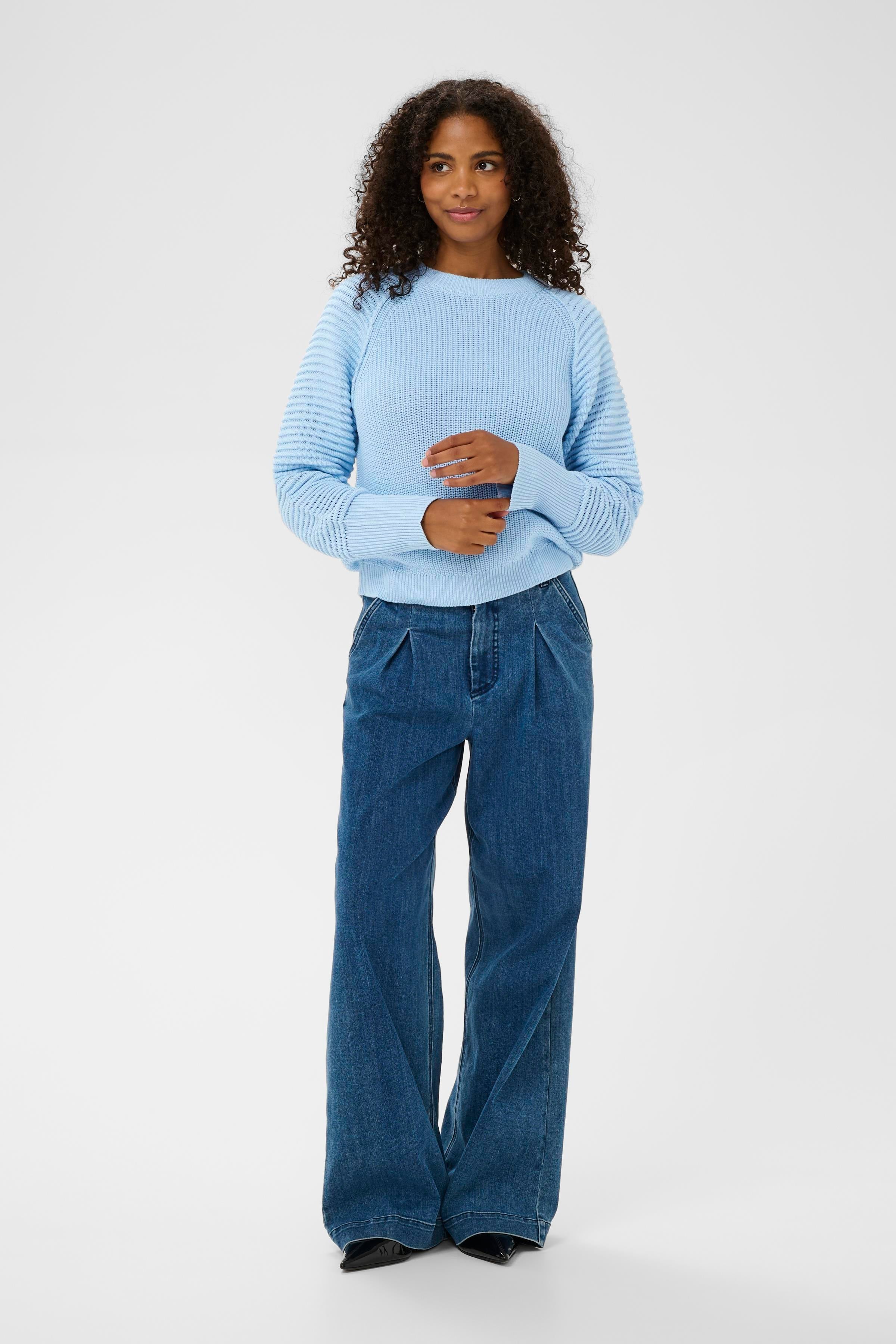 KAFFE Mone Strik Pullover Powder Blå