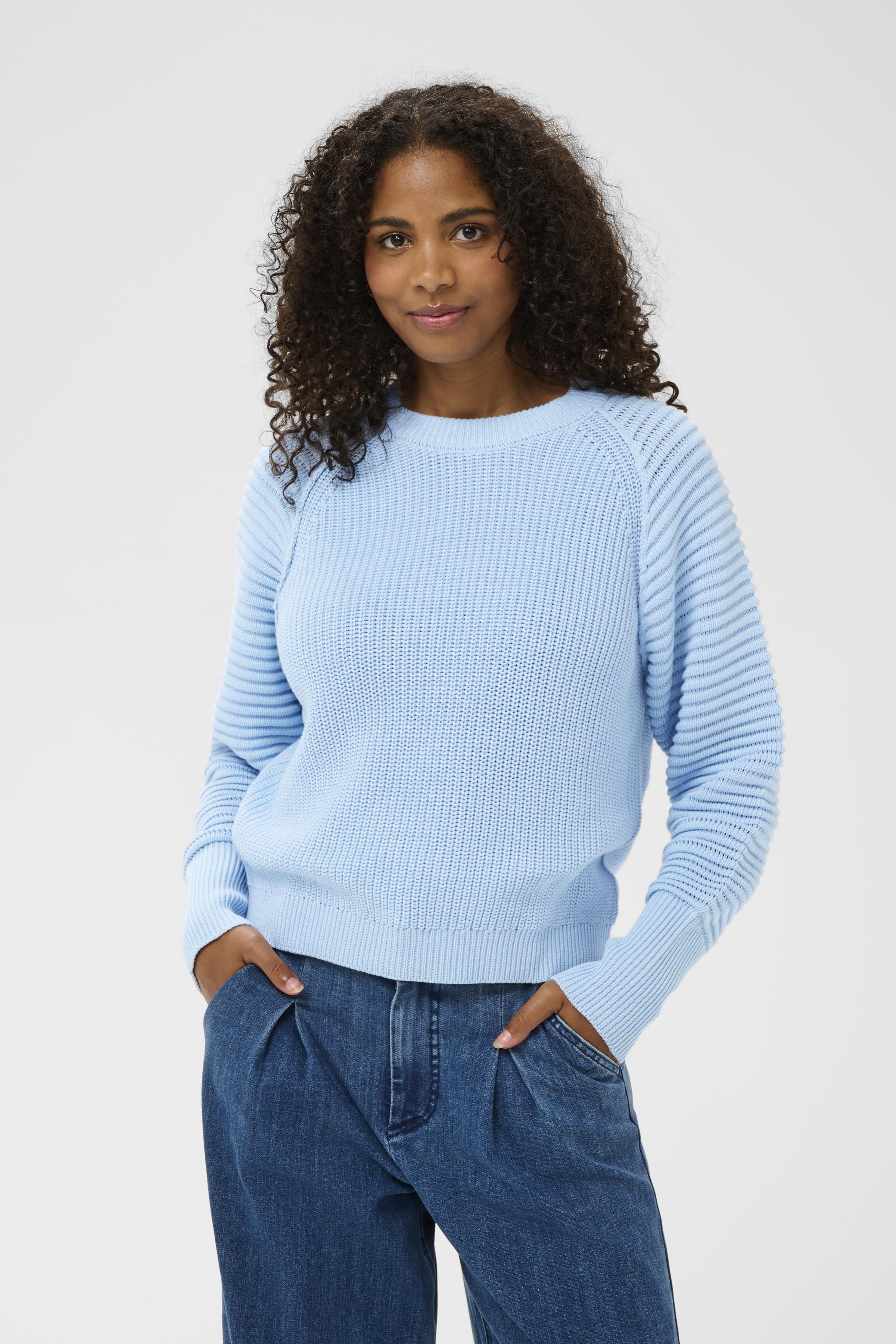 KAFFE Mone Strik Pullover Powder Blå