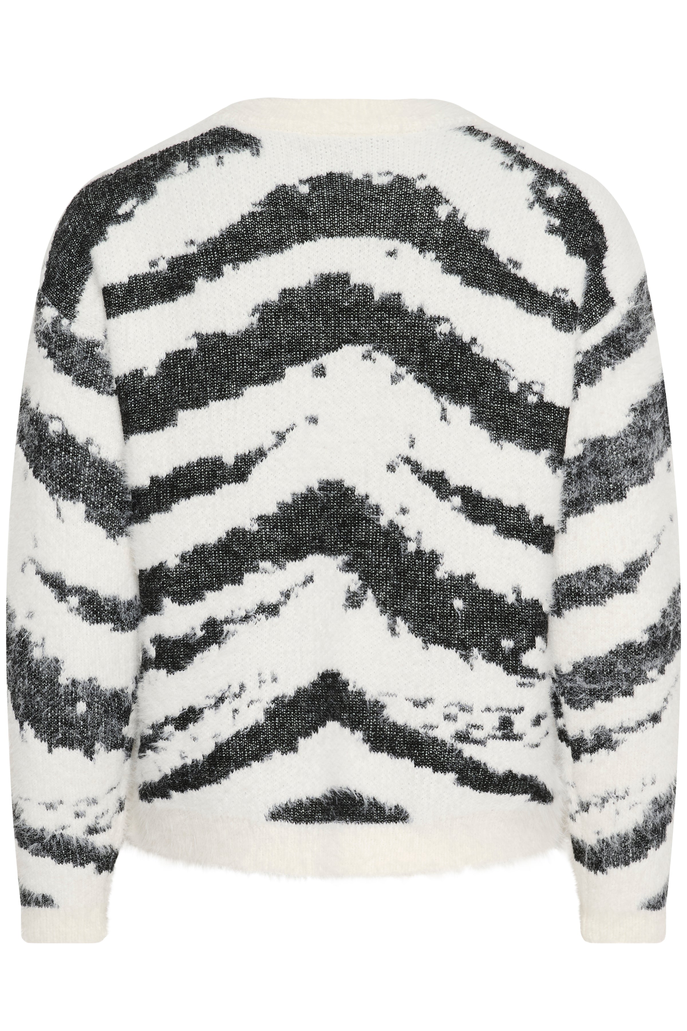 KAFFE Biva Strik Pullover Animal Chalk Hvid Sort