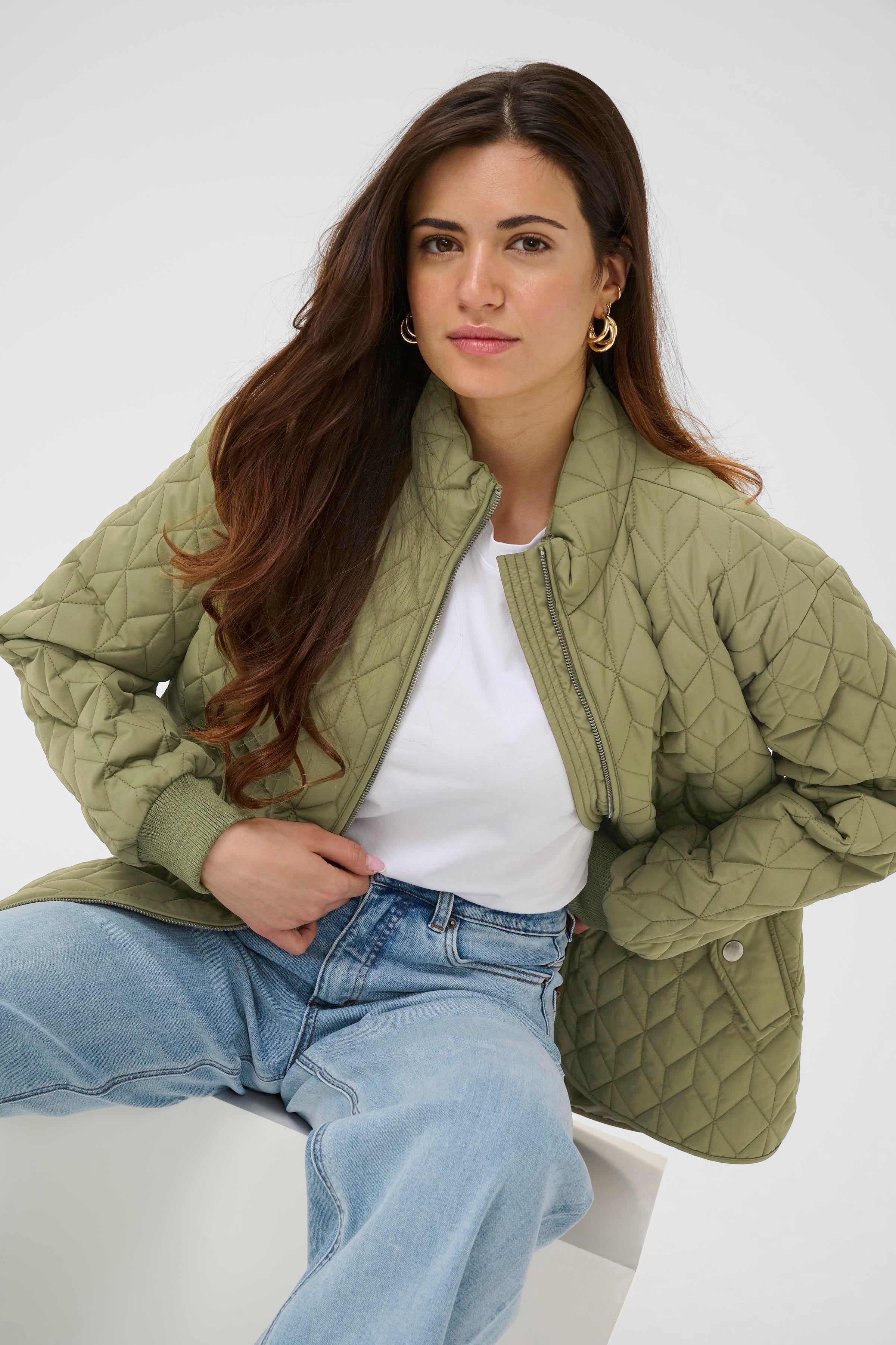 KAFFE Leila Quilt Jakke Dusky Grøn