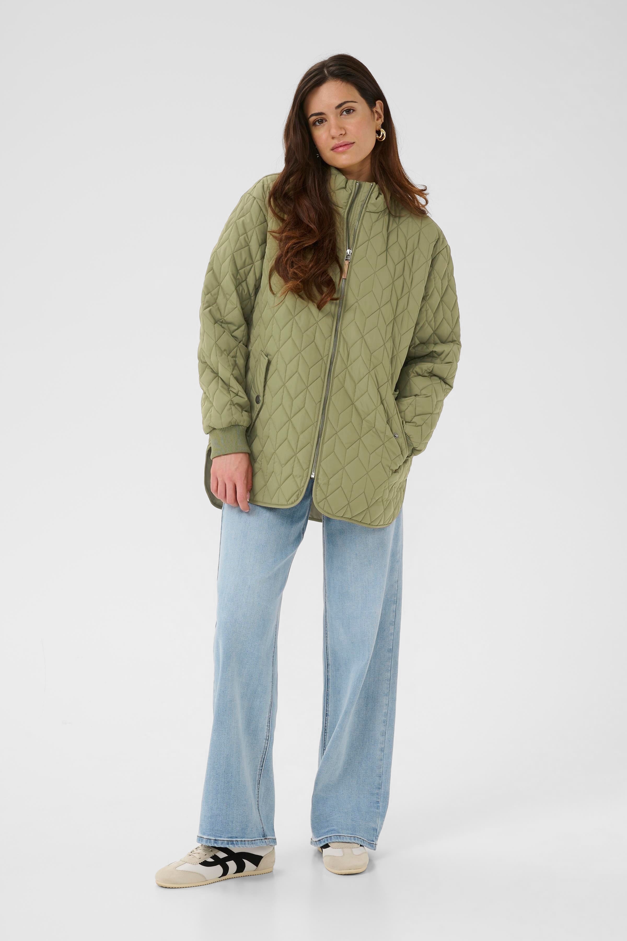 KAFFE Leila Quilt Jakke Dusky Grøn