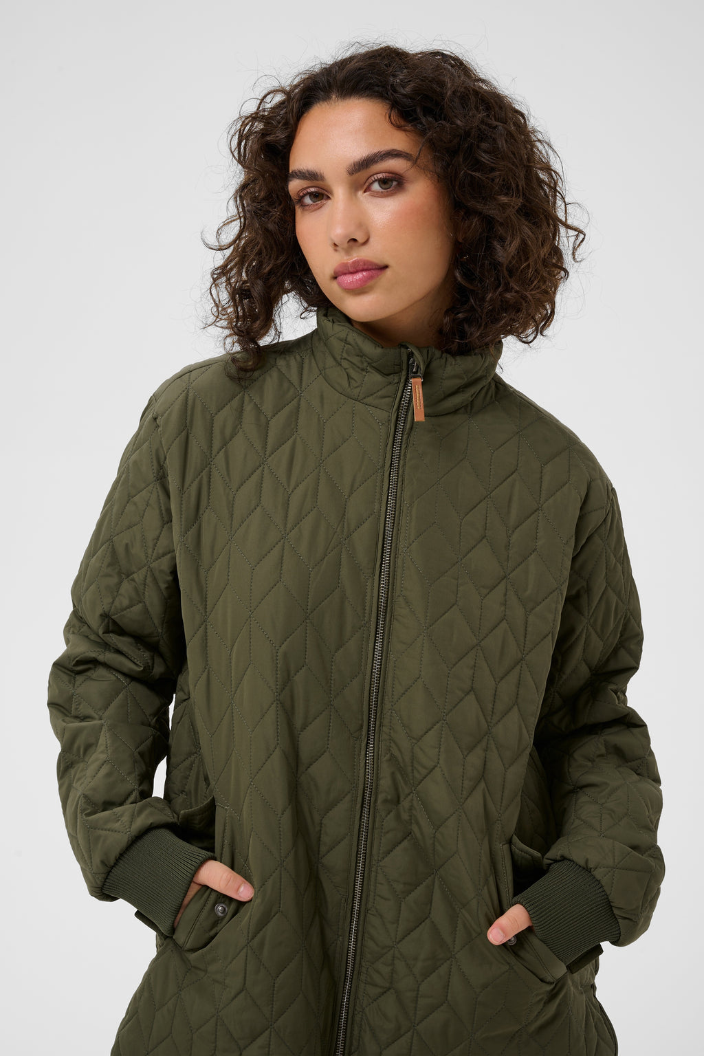 KAFFE Leila Quilt Jakke Olive Night Grøn