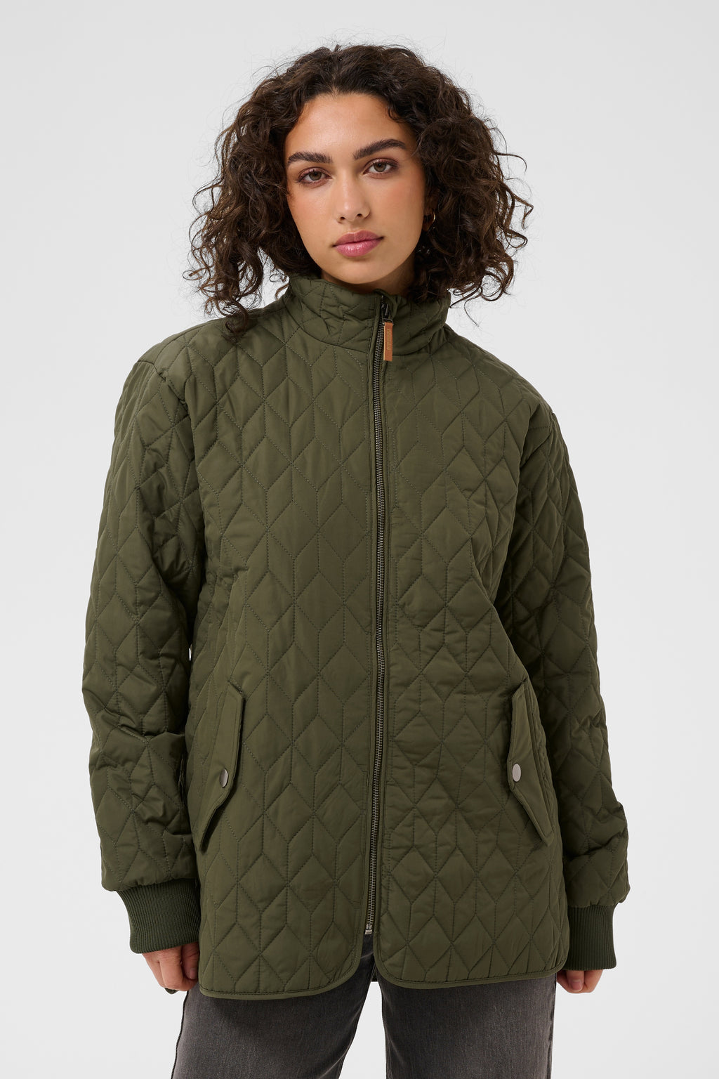 KAFFE Leila Quilt Jakke Olive Night Grøn