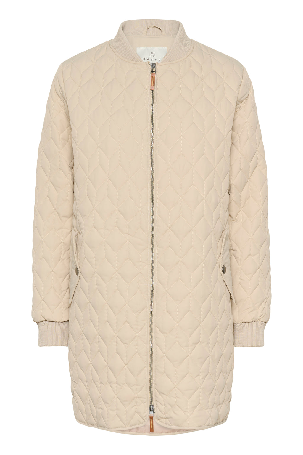 KAFFE Lelia Quilt Jakke Lang Feather Grå