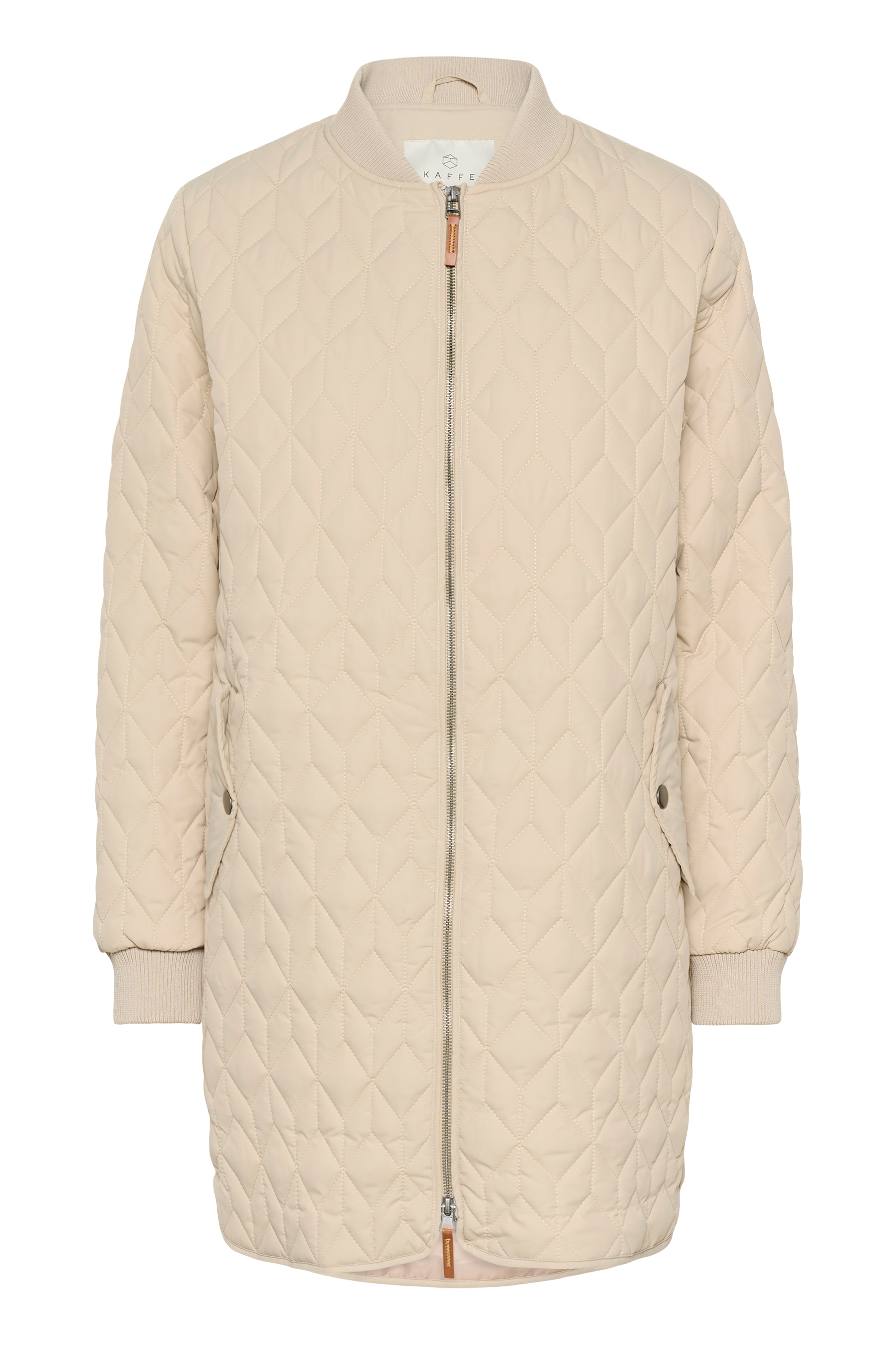 KAFFE Lelia Quilt Jakke Lang Feather Grå