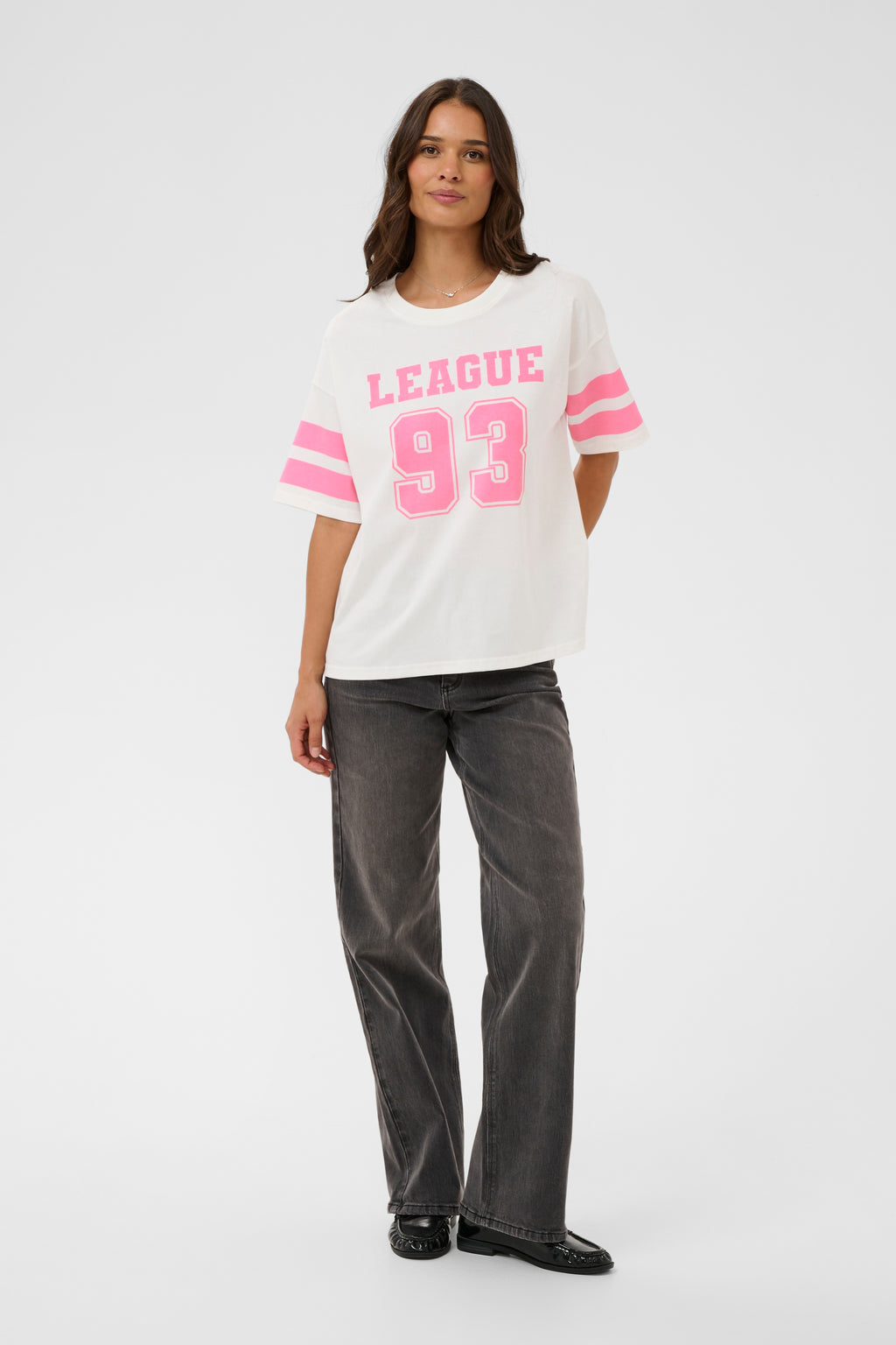 KAFFE Hally T-shirt Chalk Hvid Power Pink