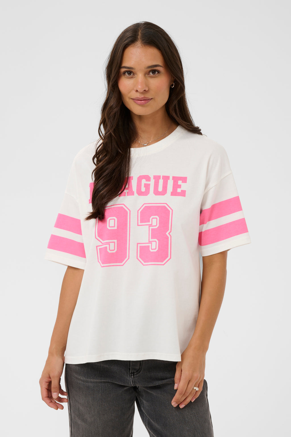 KAFFE Hally T-shirt Chalk Hvid Power Pink
