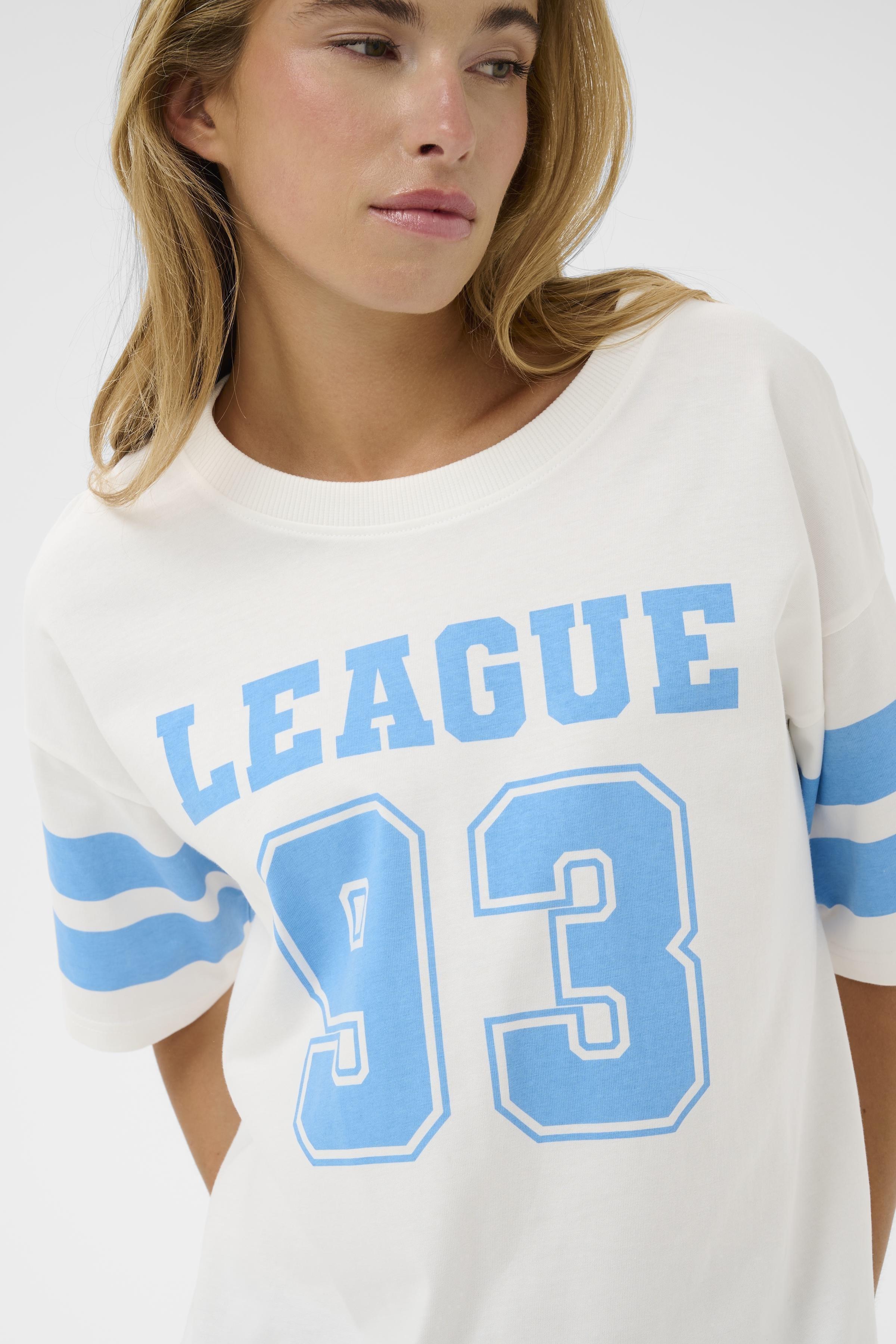 KAFFE Hally T-shirt Chalk Hvid Blå