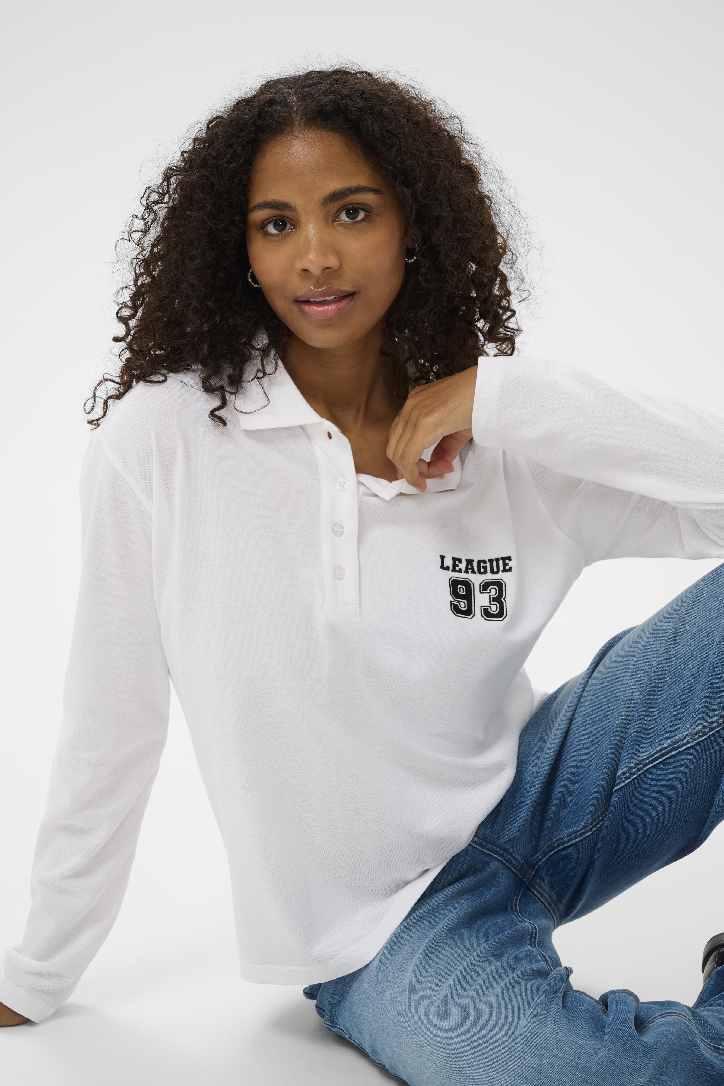 KAFFE Miala Polo T-shirt Langærmet Optical Hvid