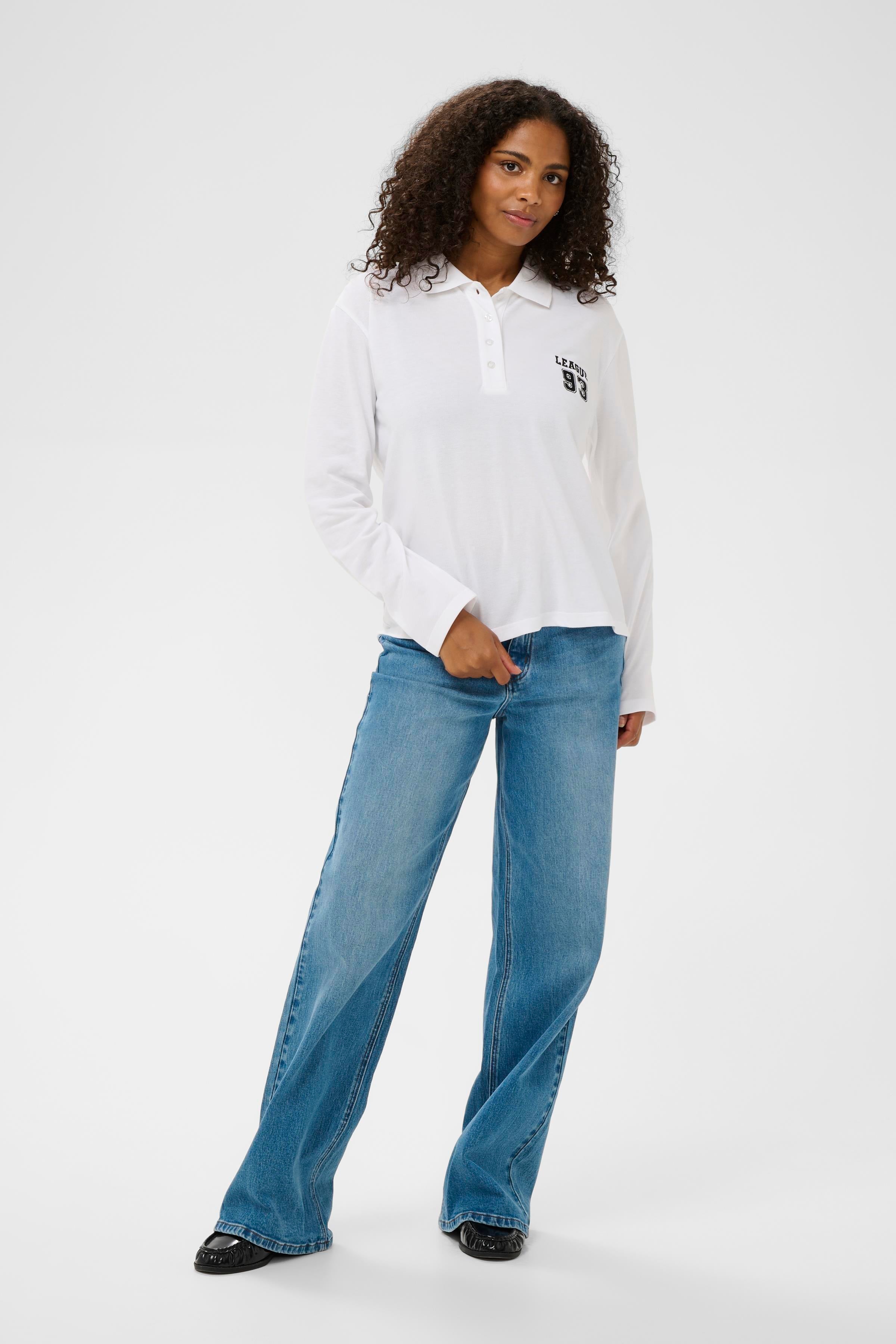 KAFFE Miala Polo T-shirt Langærmet Optical Hvid