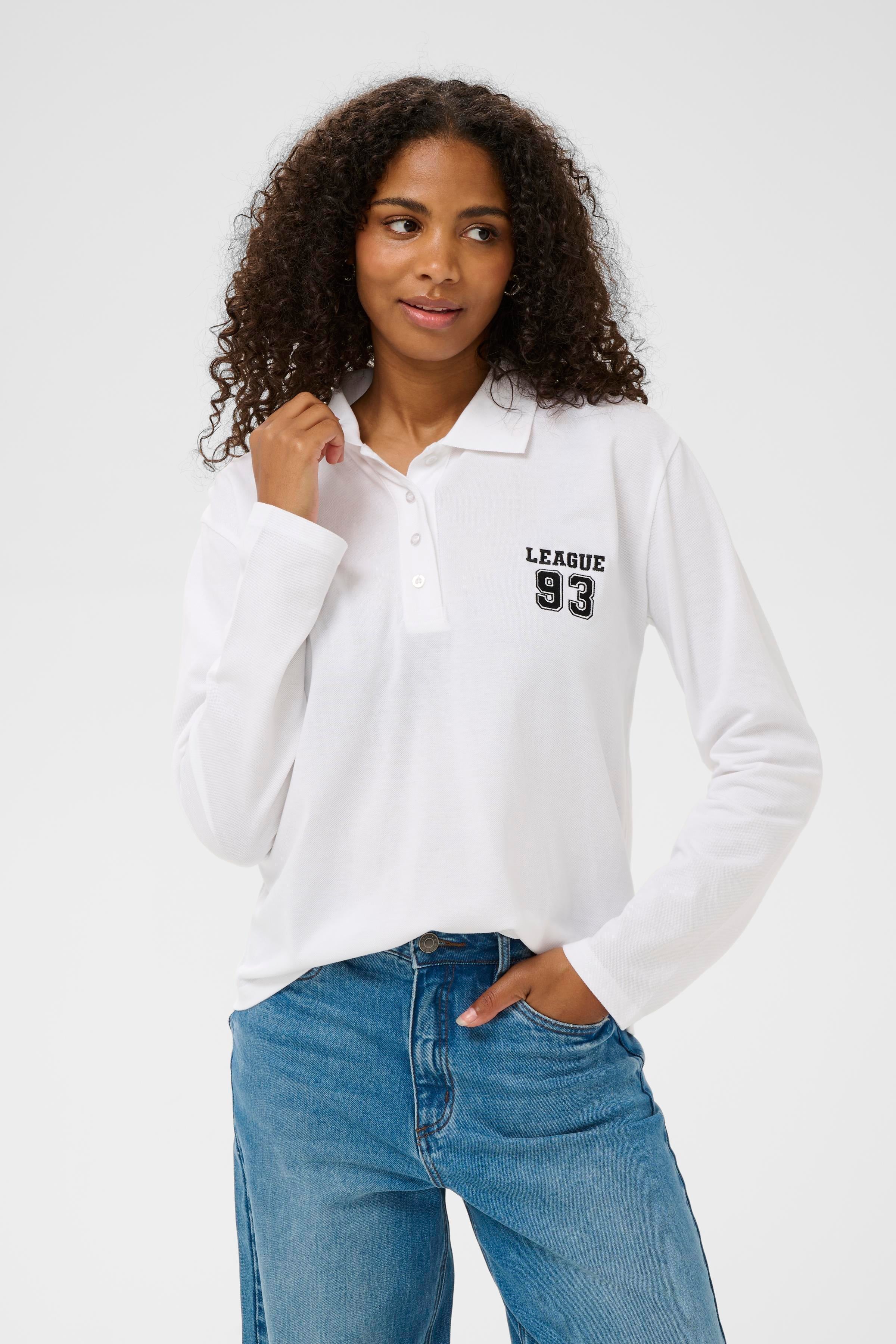 KAFFE Miala Polo T-shirt Langærmet Optical Hvid