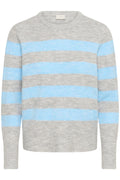KAFFE Niel Pullover Stribet Light Grå Blå Melange