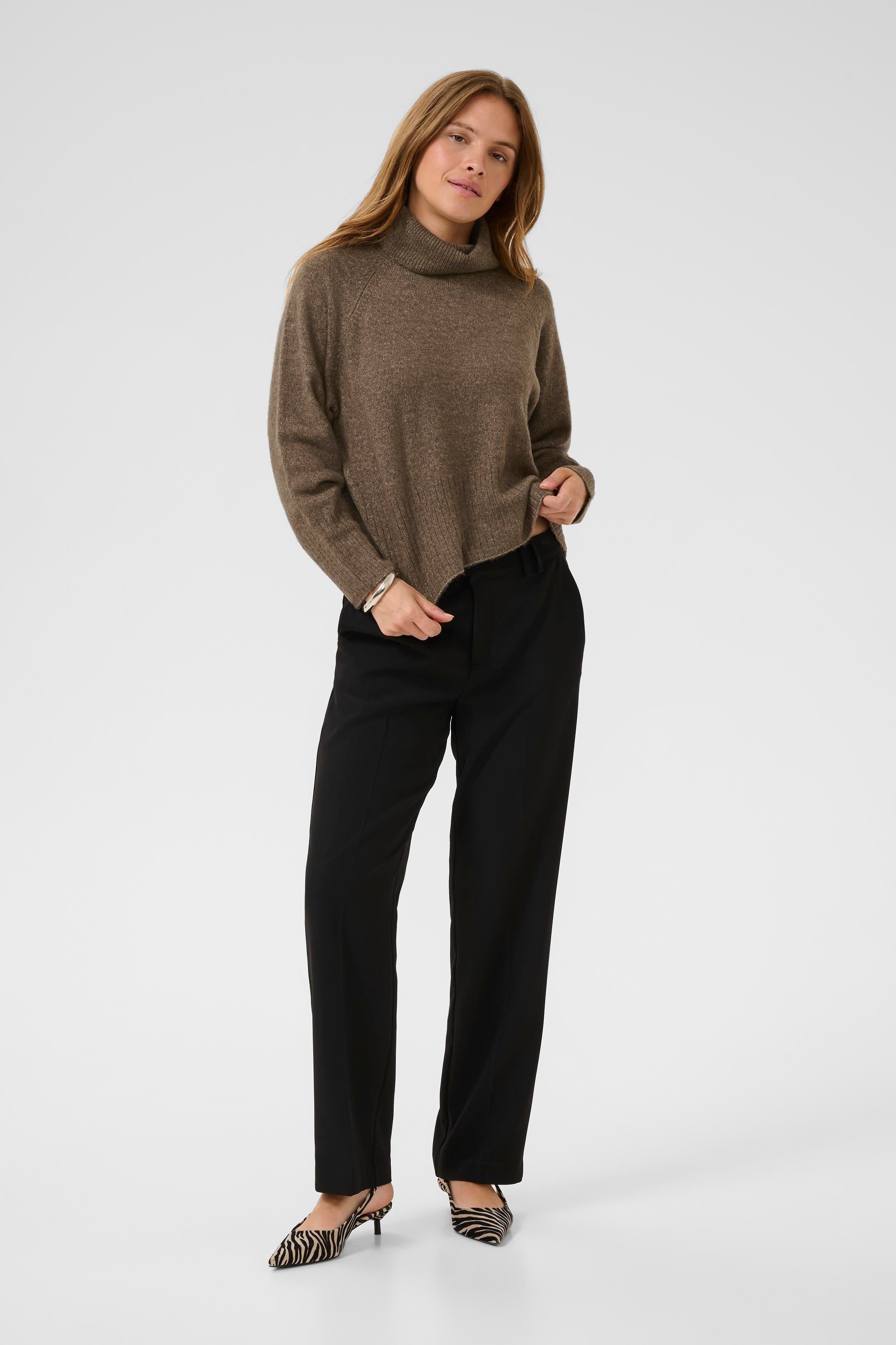 KAFFE Erin Rullekrave Pullover Morel Melange Brun