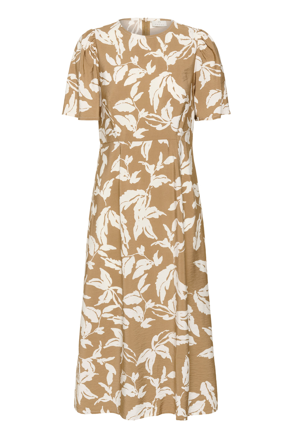 KAFFE Marlo Kjole Oak Chalk Leafs Hvid Brun