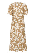 KAFFE Marlo Kjole Oak Chalk Leafs Hvid Brun