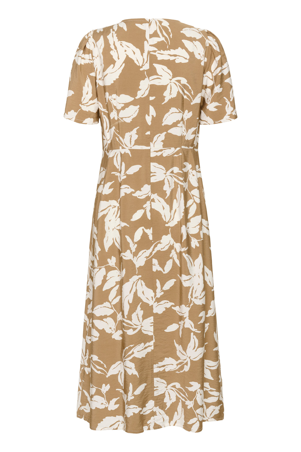 KAFFE Marlo Kjole Oak Chalk Leafs Hvid Brun