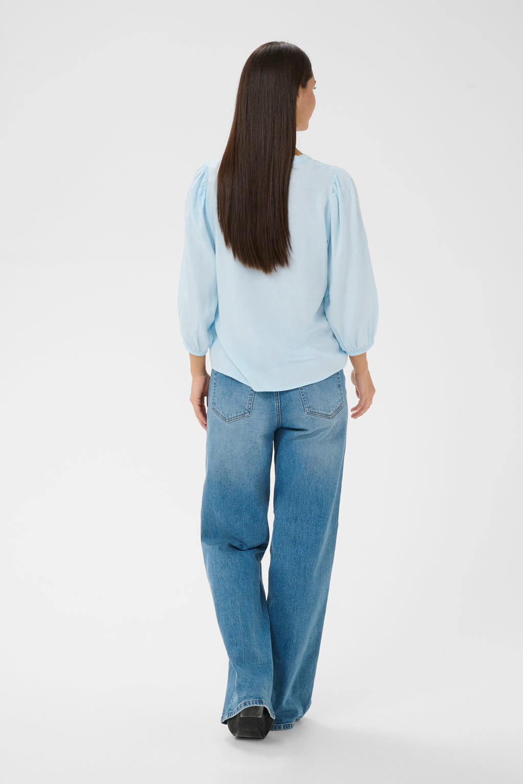 KAFFE Milia 3/4 Bluse Nantucket Breeze Lys Blå