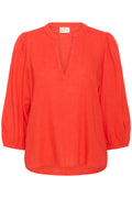 KAFFE Milia 3/4 Bluse Poppy Rød