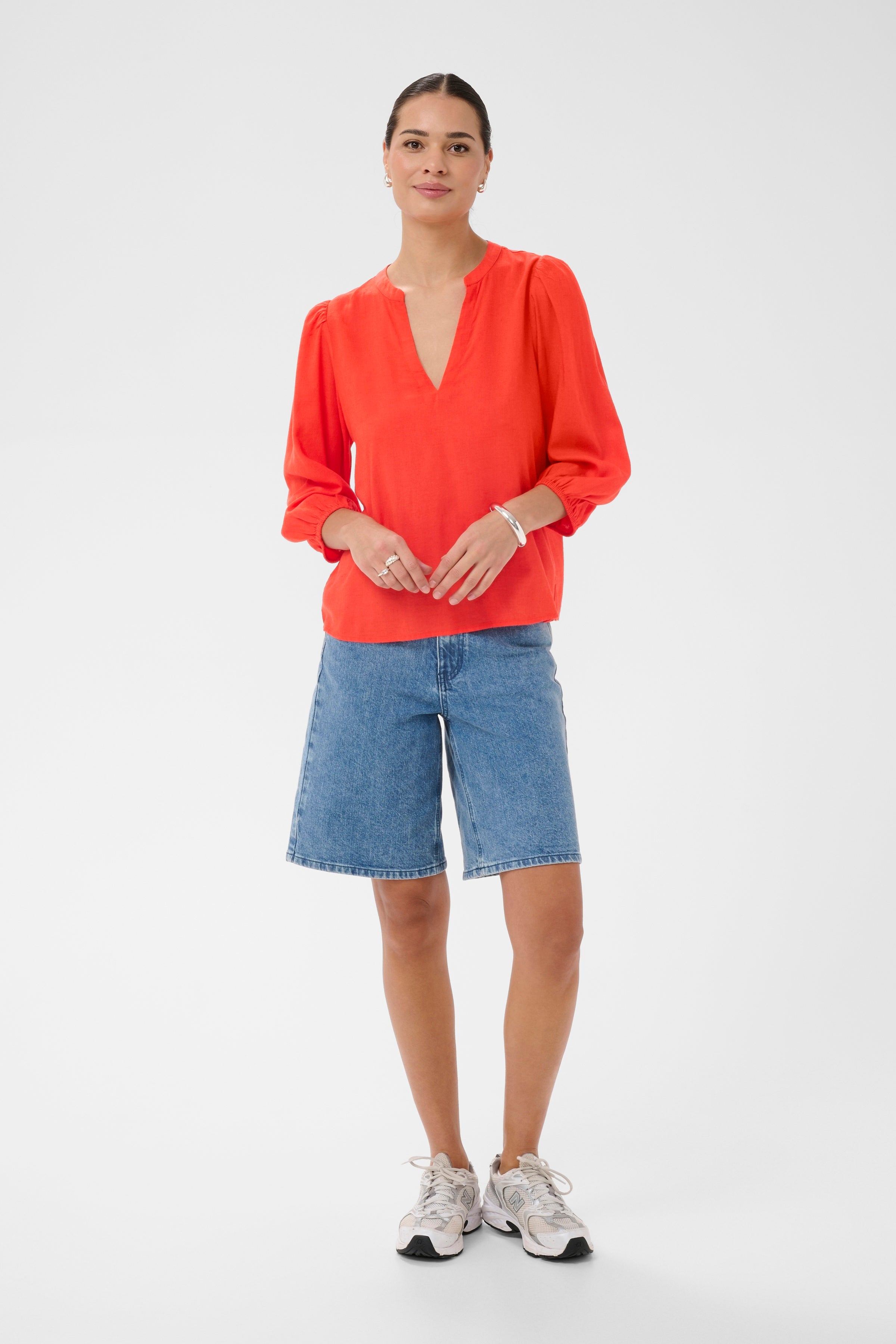 KAFFE Milia 3/4 Bluse Poppy Rød