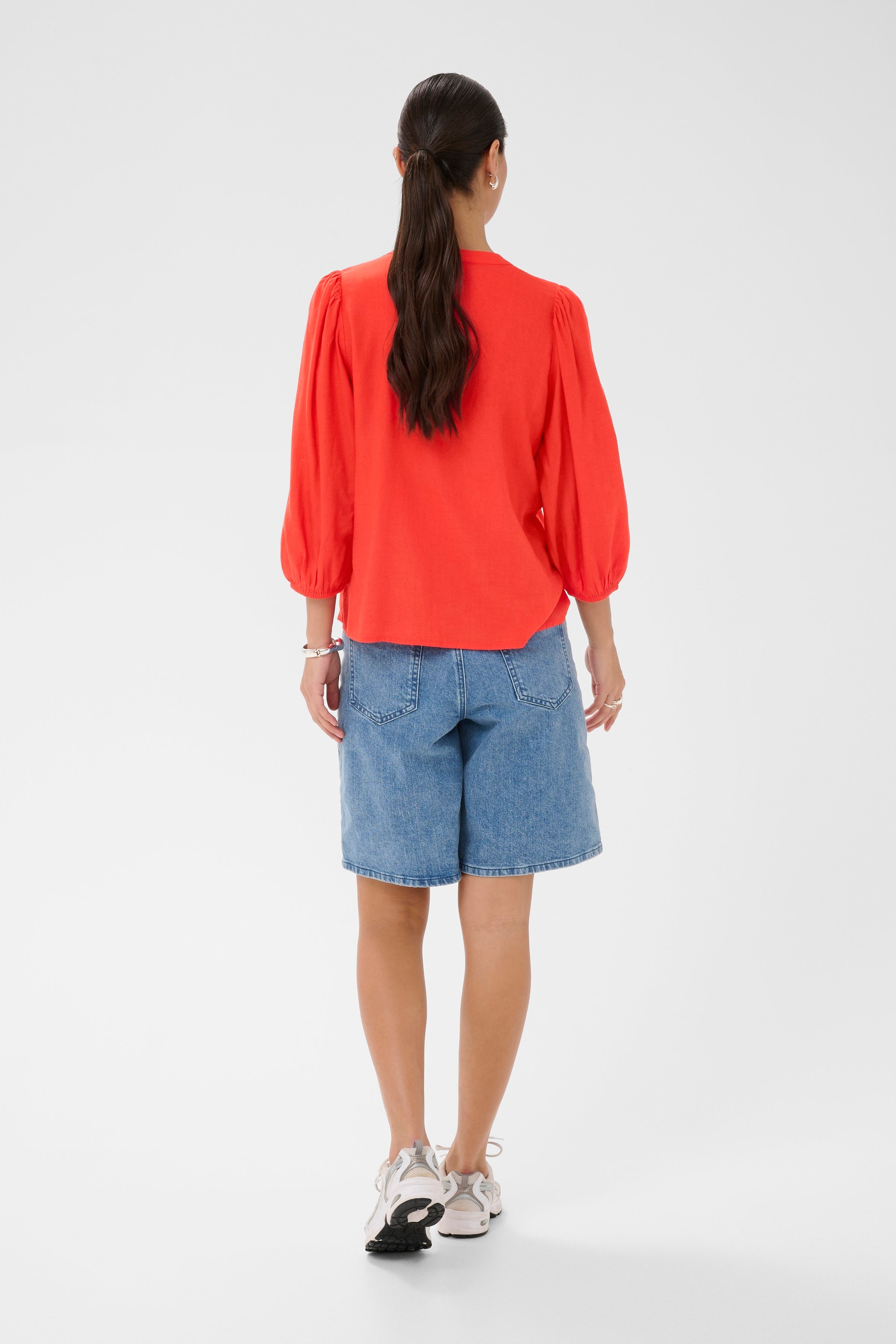 KAFFE Milia 3/4 Bluse Poppy Rød
