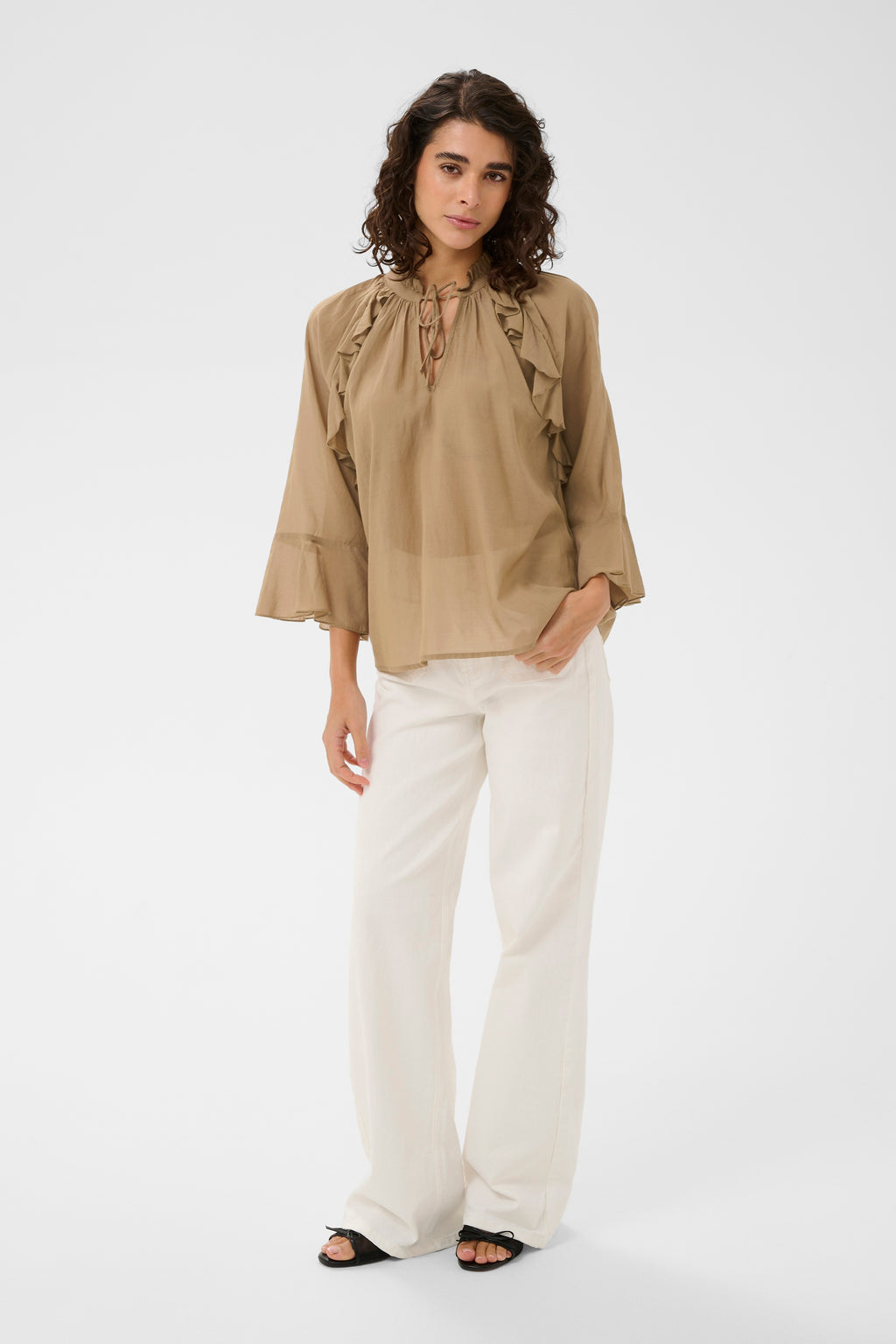 KAFFE Flora Bluse Petrified Oak Brun