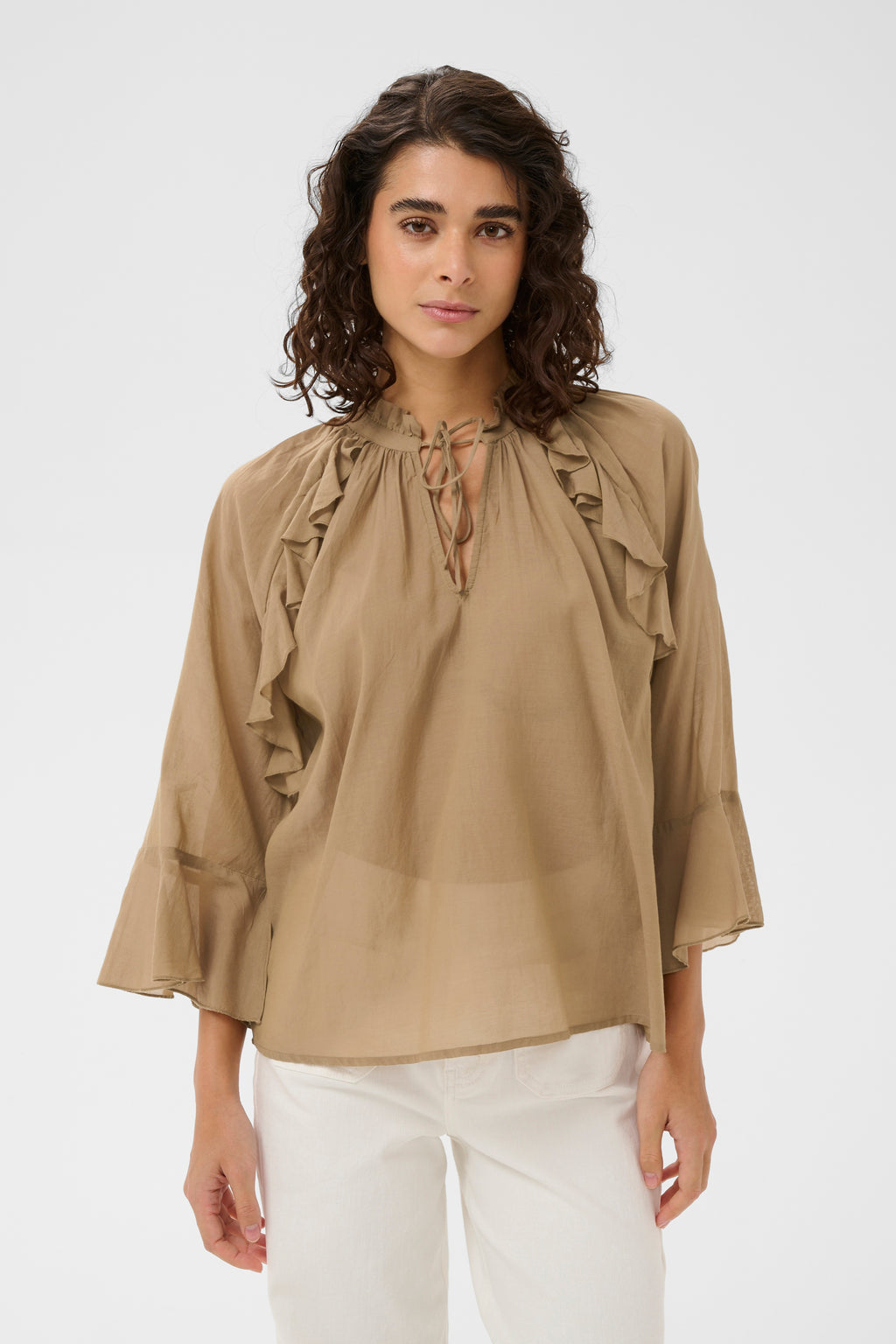 KAFFE Flora Bluse Petrified Oak Brun