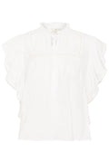 KAFFE Fiona Frill Top Chalk Hvid