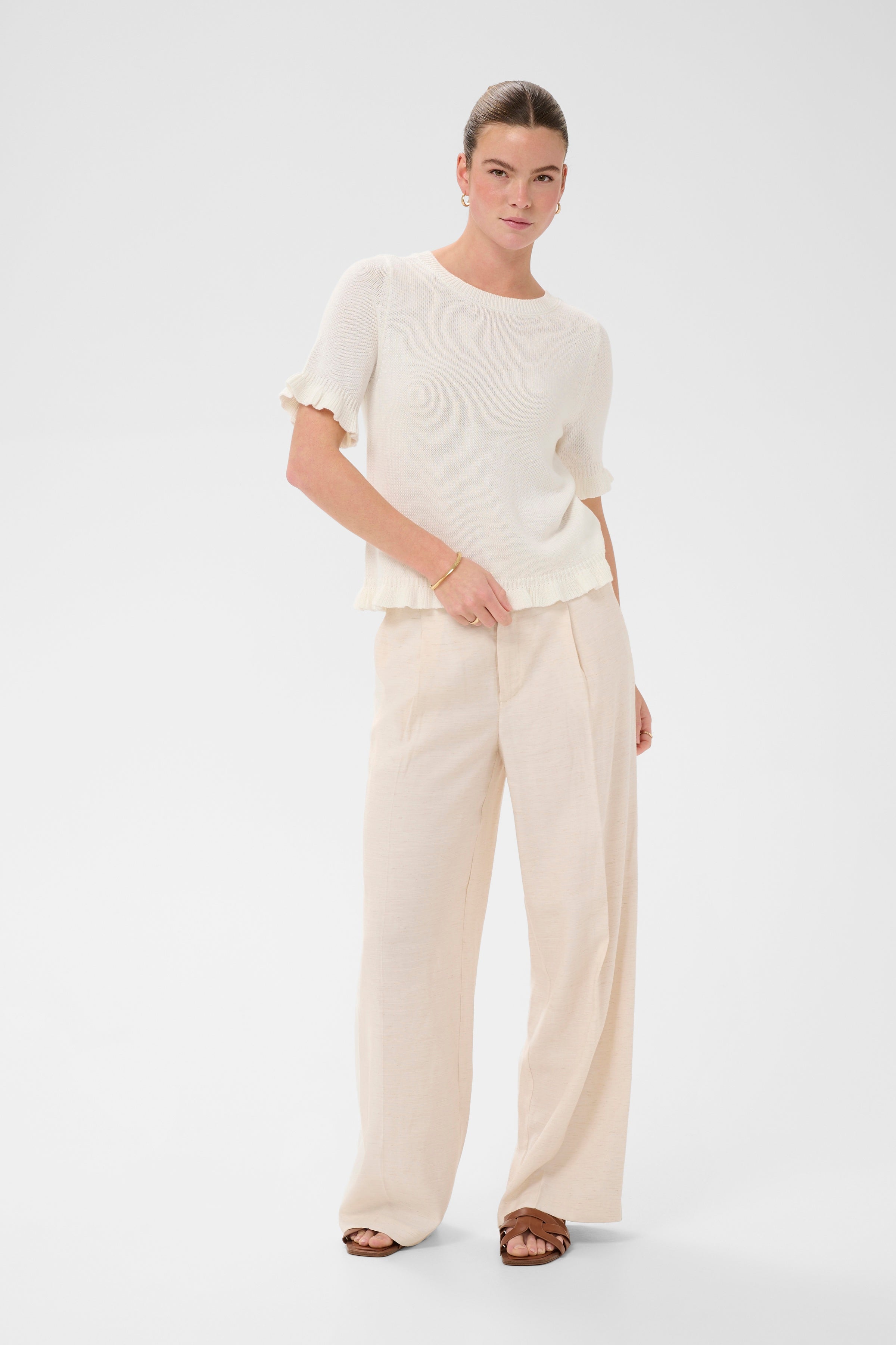 KAFFE Lindsay Strik Pullover Chalk Hvid