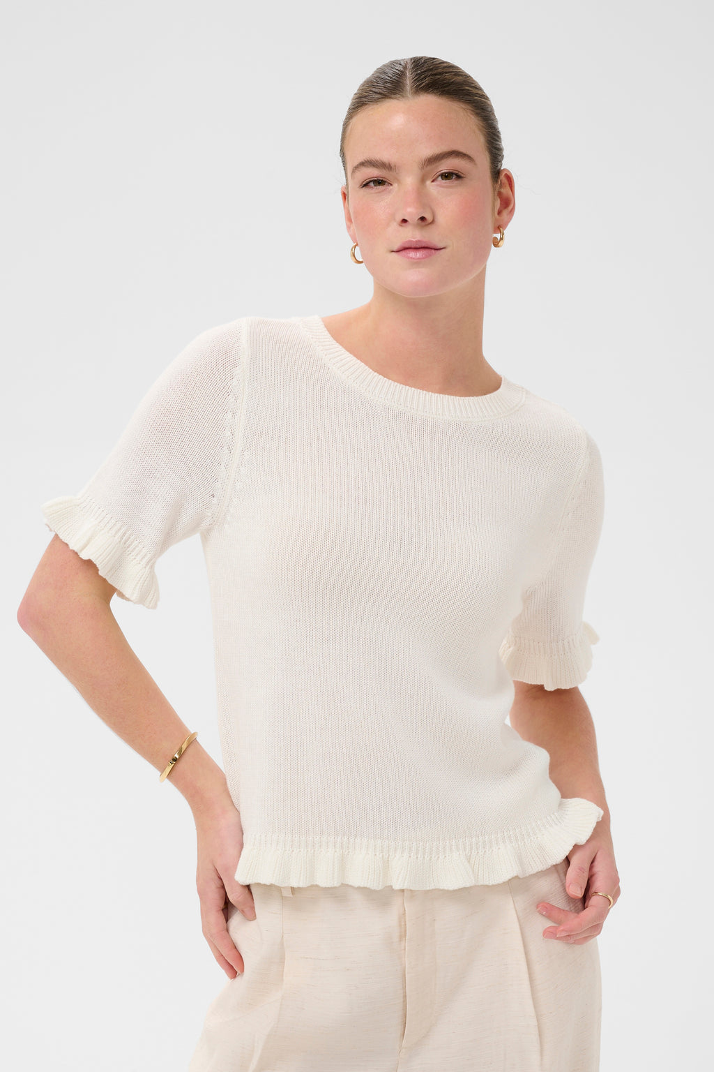 KAFFE Lindsay Strik Pullover Chalk Hvid