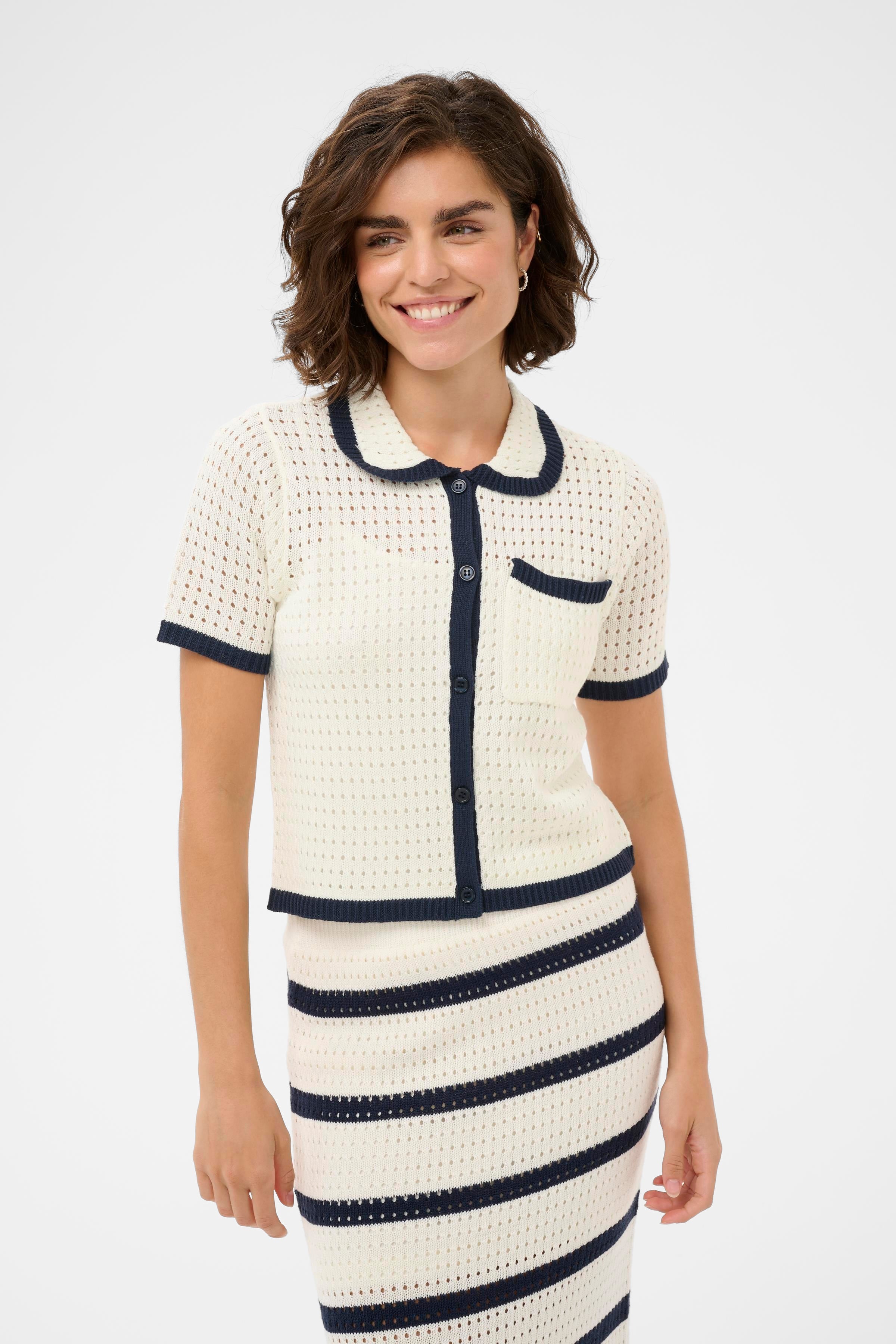 KAFFE Brianna Strik Cardigan Chalk Hvid