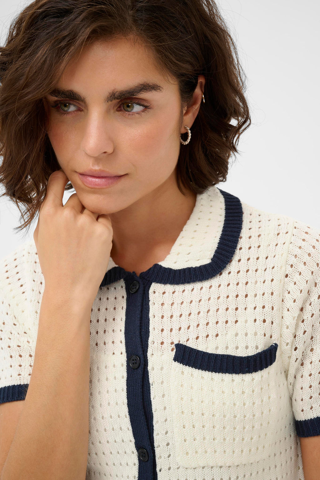 KAFFE Brianna Strik Cardigan Chalk Hvid