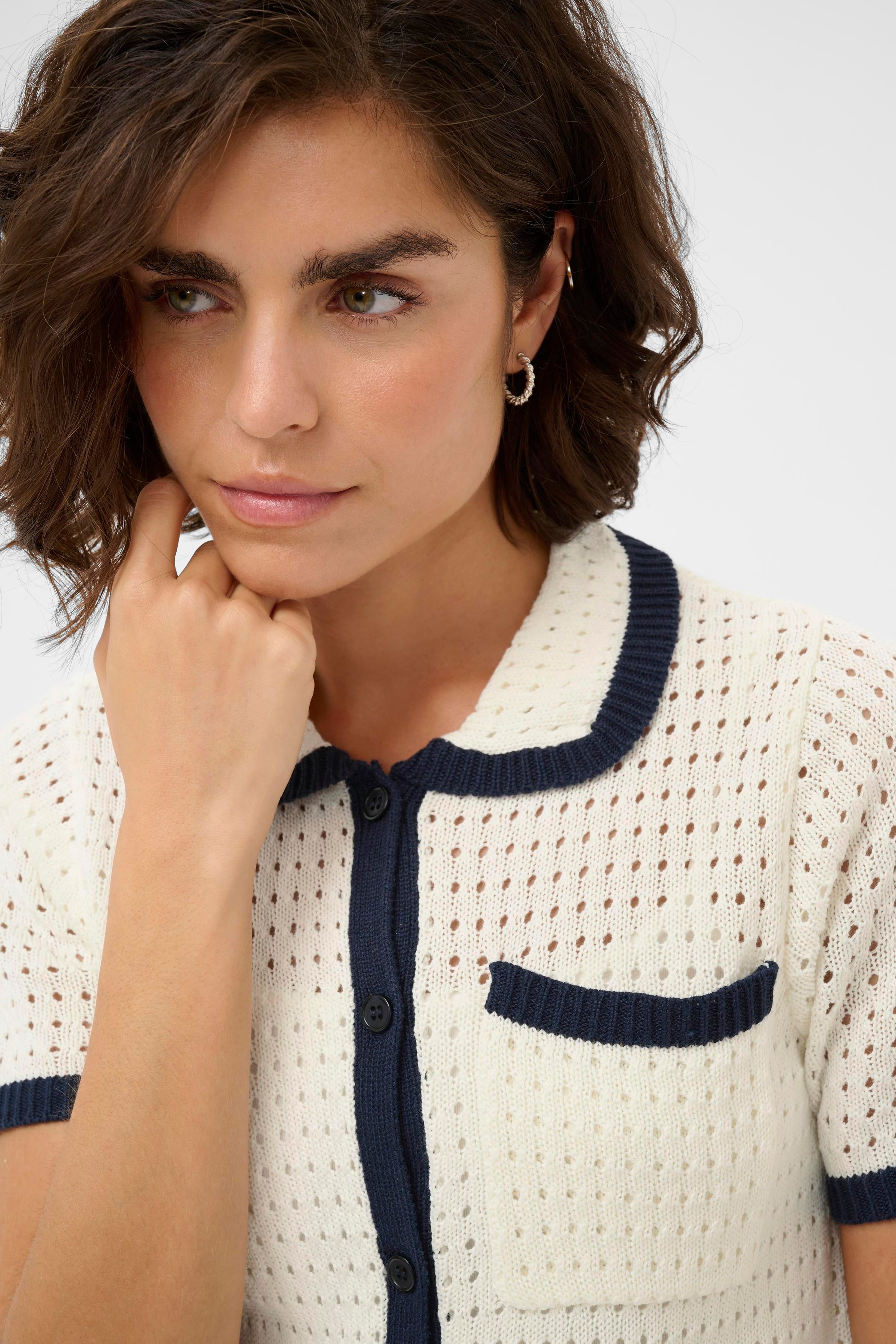 KAFFE Brianna Strik Cardigan Chalk Hvid