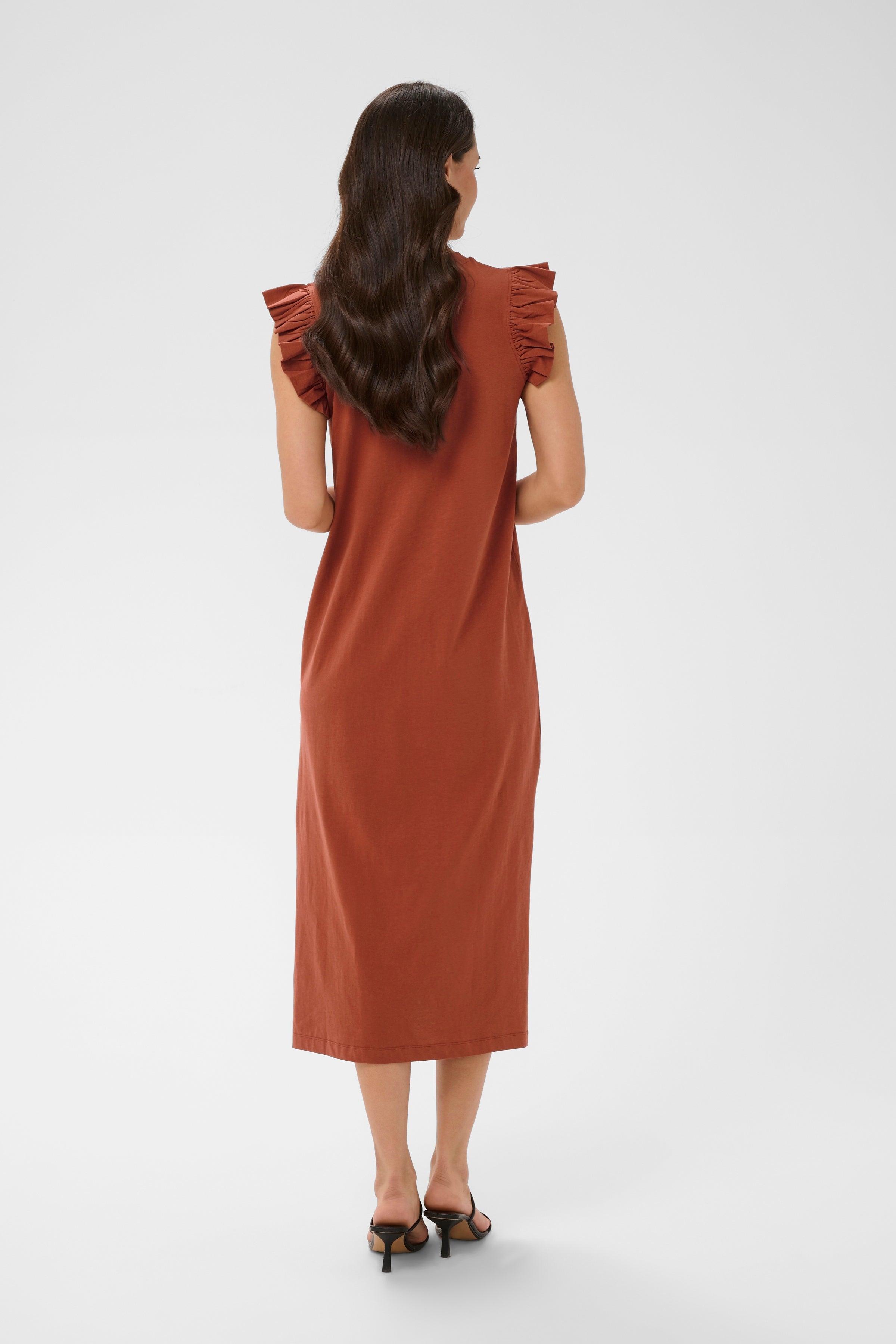 KAFFE Celina Flounce Kjole Henna Brun