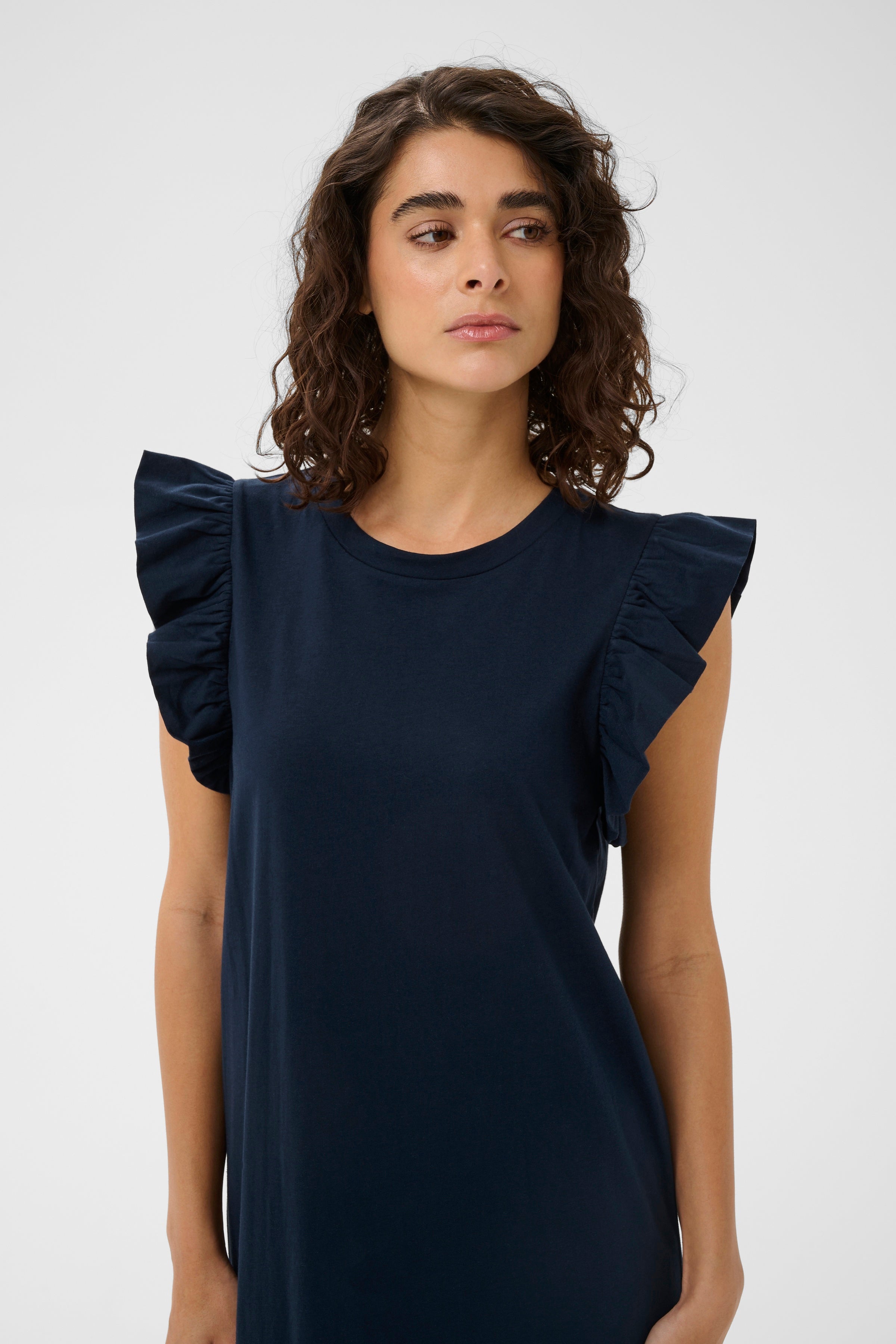 KAFFE Celina Flounce Kjole Midnight Marine Blå