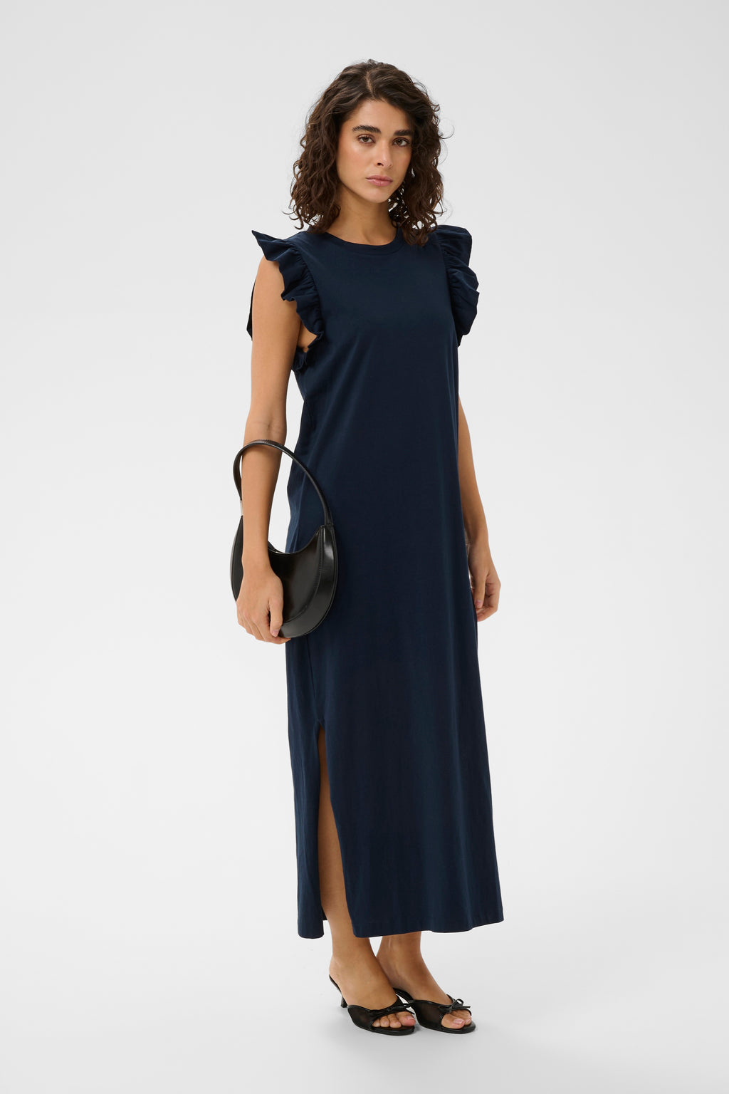 KAFFE Celina Flounce Kjole Midnight Marine Blå