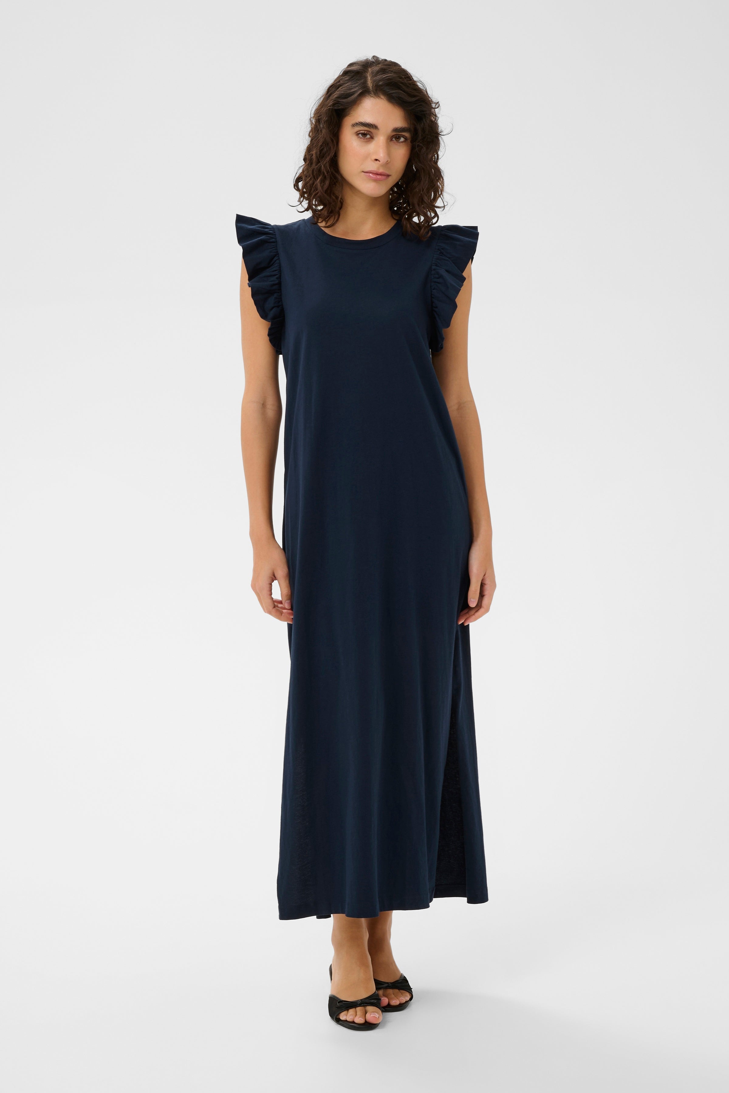 KAFFE Celina Flounce Kjole Midnight Marine Blå