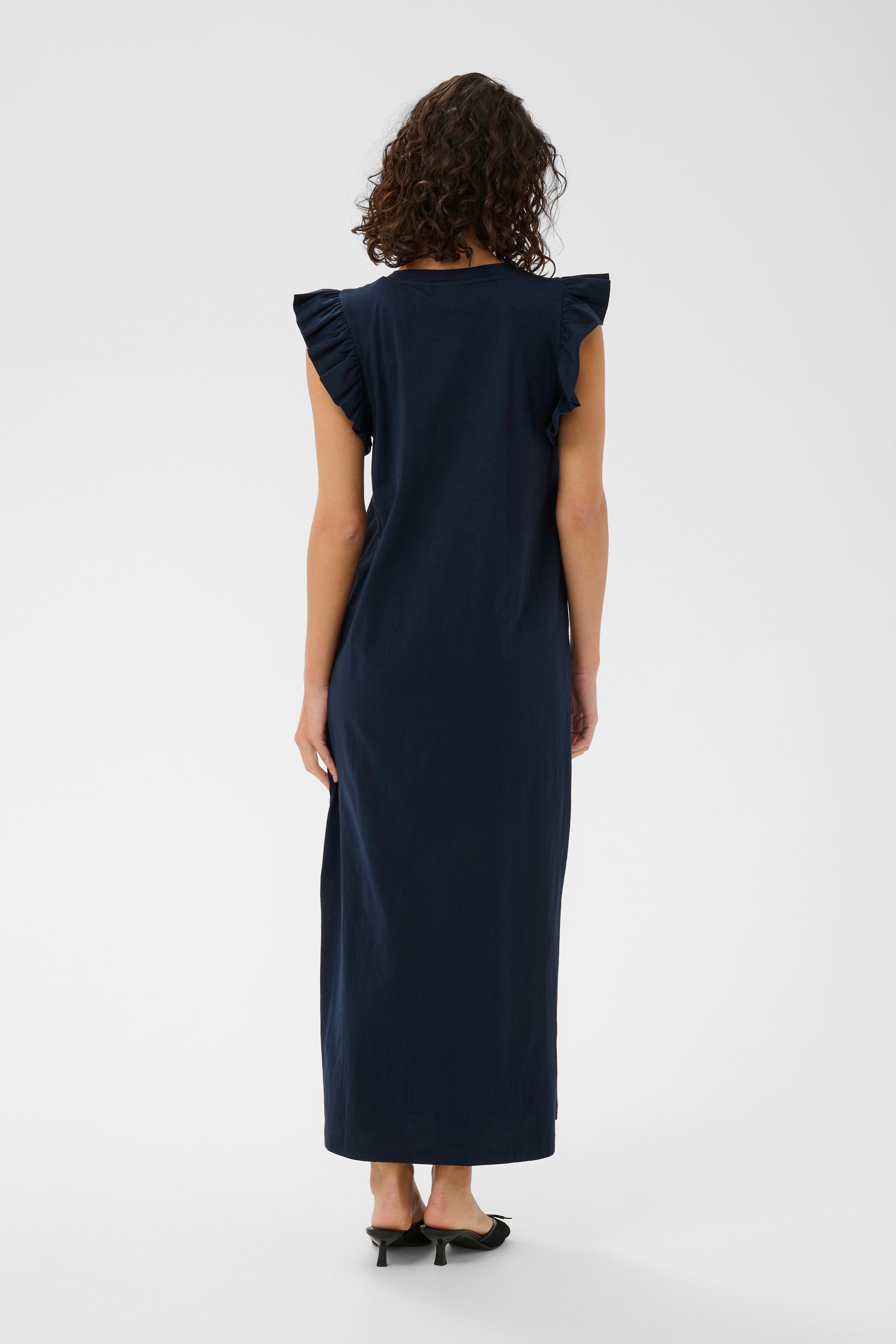 KAFFE Celina Flounce Kjole Midnight Marine Blå