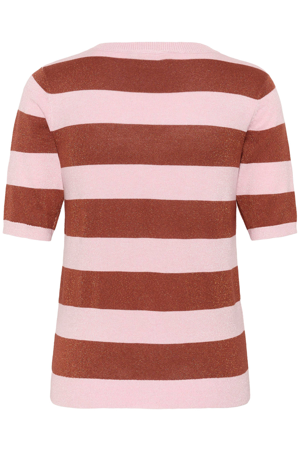 KAFFE Regina Pullover V-Neck Stribet Ballerina Henna Brun Lyserød