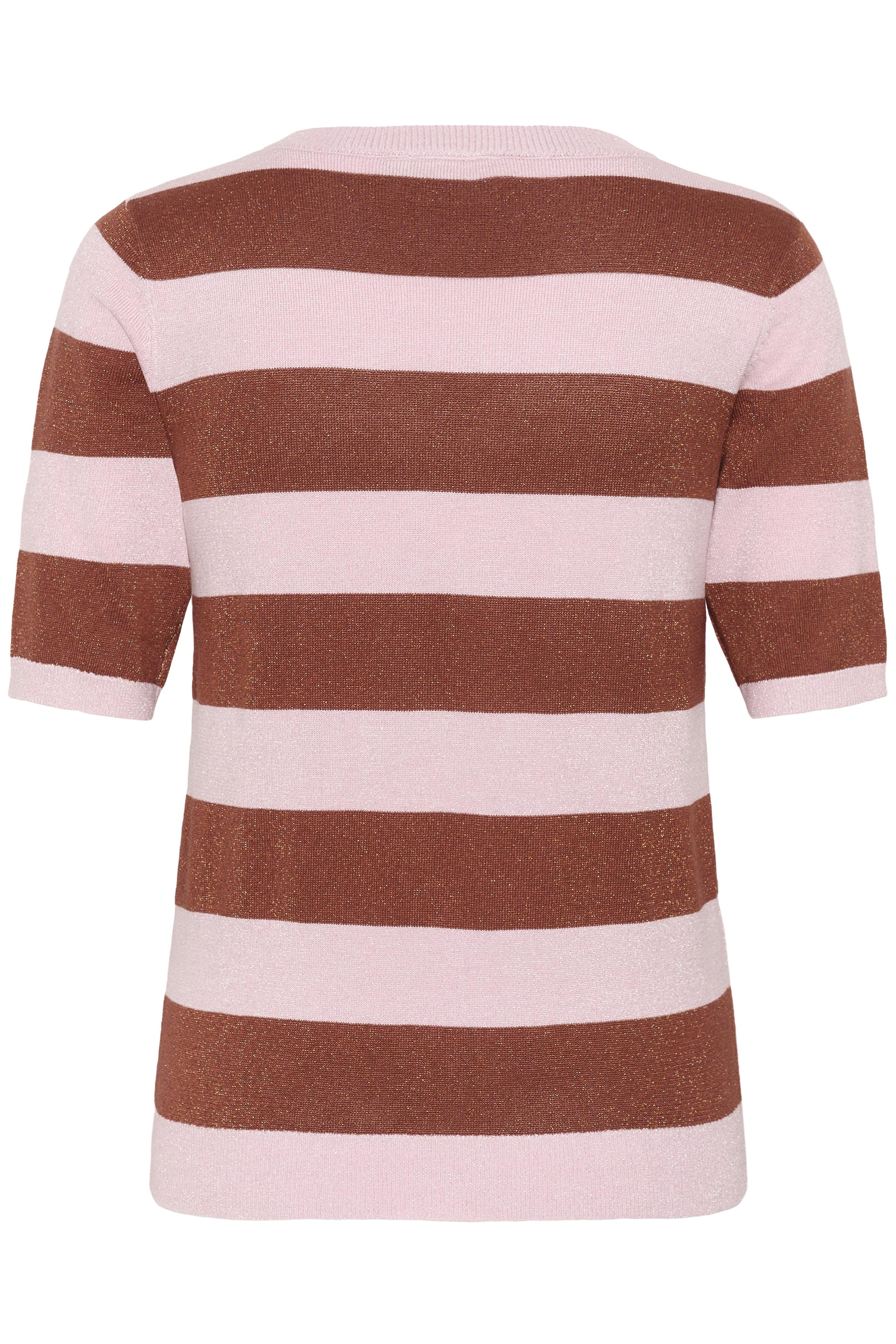KAFFE Regina Pullover V-Neck Stribet Ballerina Henna Brun Lyserød