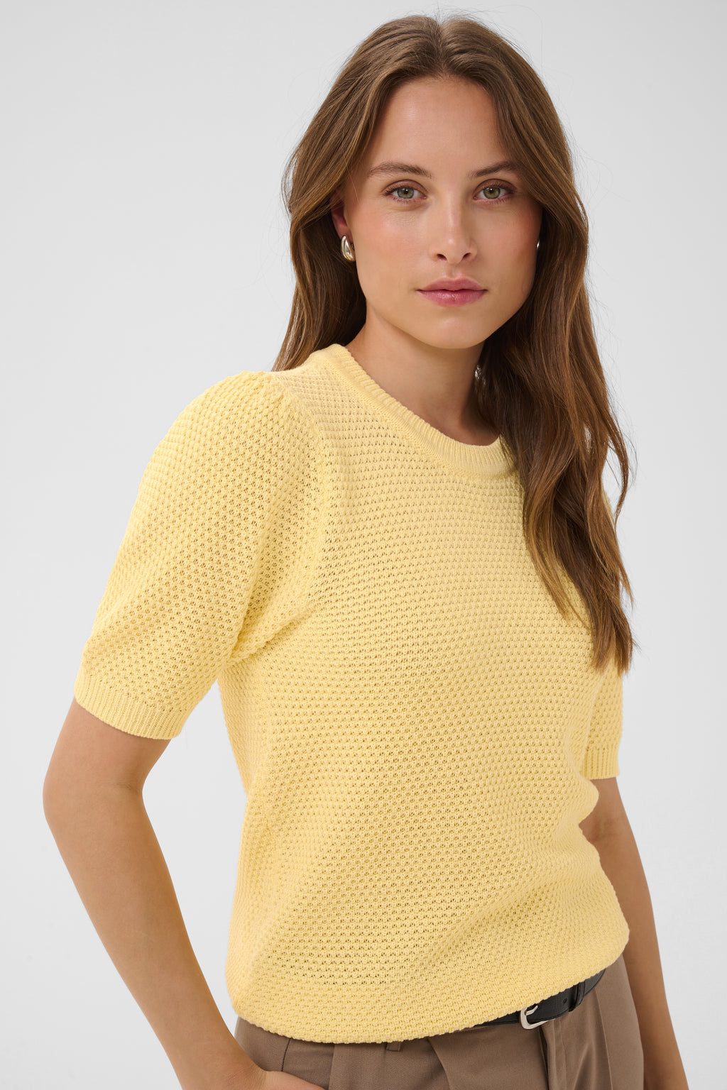 KAFFE Vivian Strik Pullover Sunlight Gul