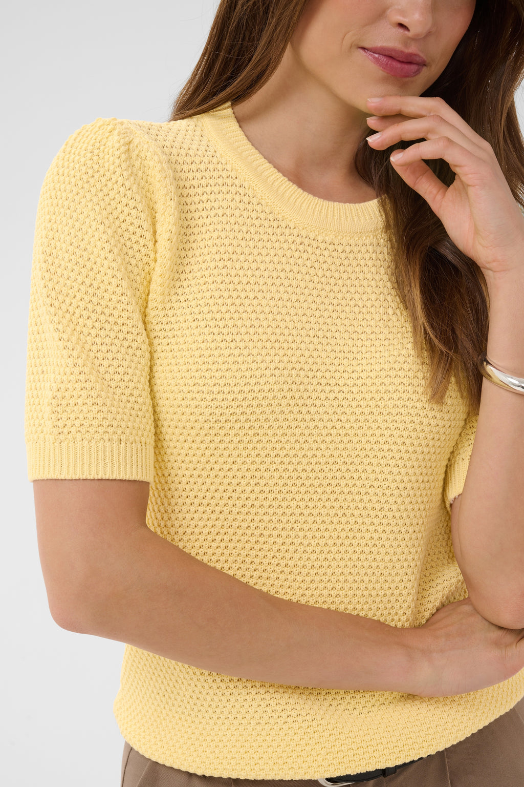 KAFFE Vivian Strik Pullover Sunlight Gul