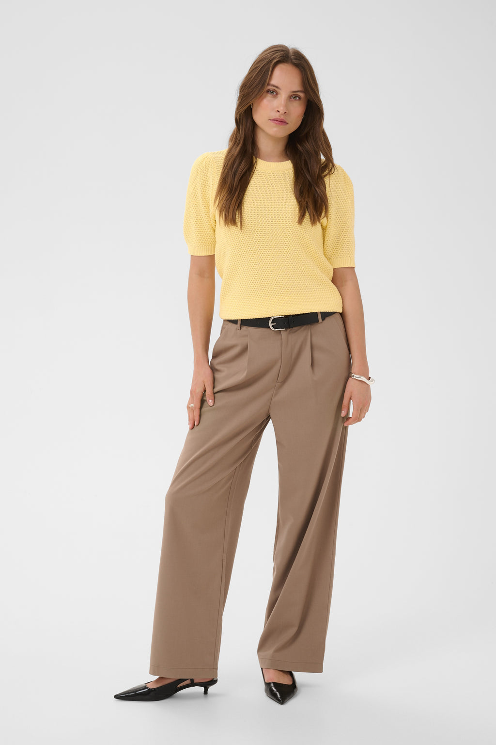 KAFFE Vivian Strik Pullover Sunlight Gul