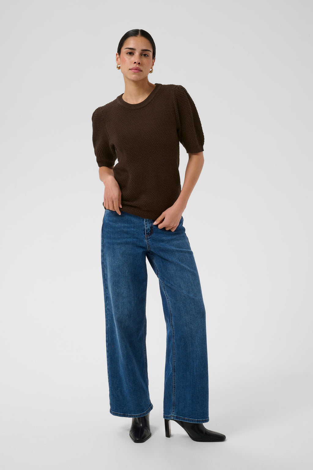 KAFFE Vivian Strik Pullover Coffee Bean Brun