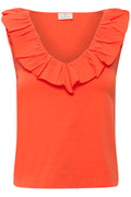 KAFFE Didde Flounce Top Tigerlily Orange