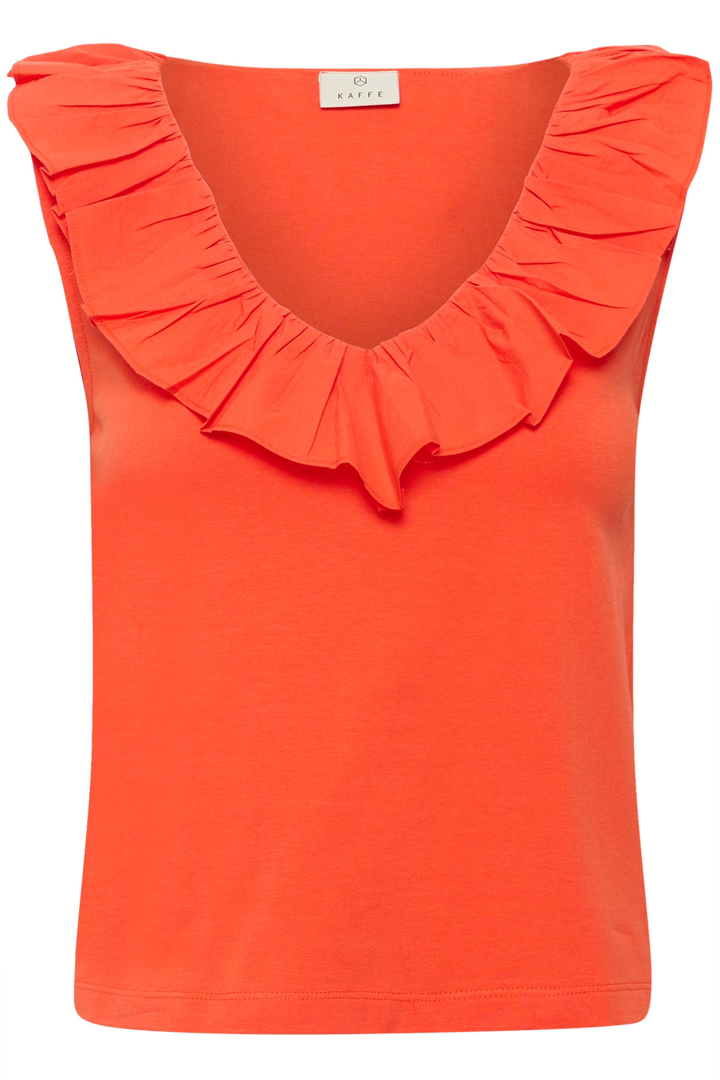 KAFFE Didde Flounce Top Tigerlily Orange